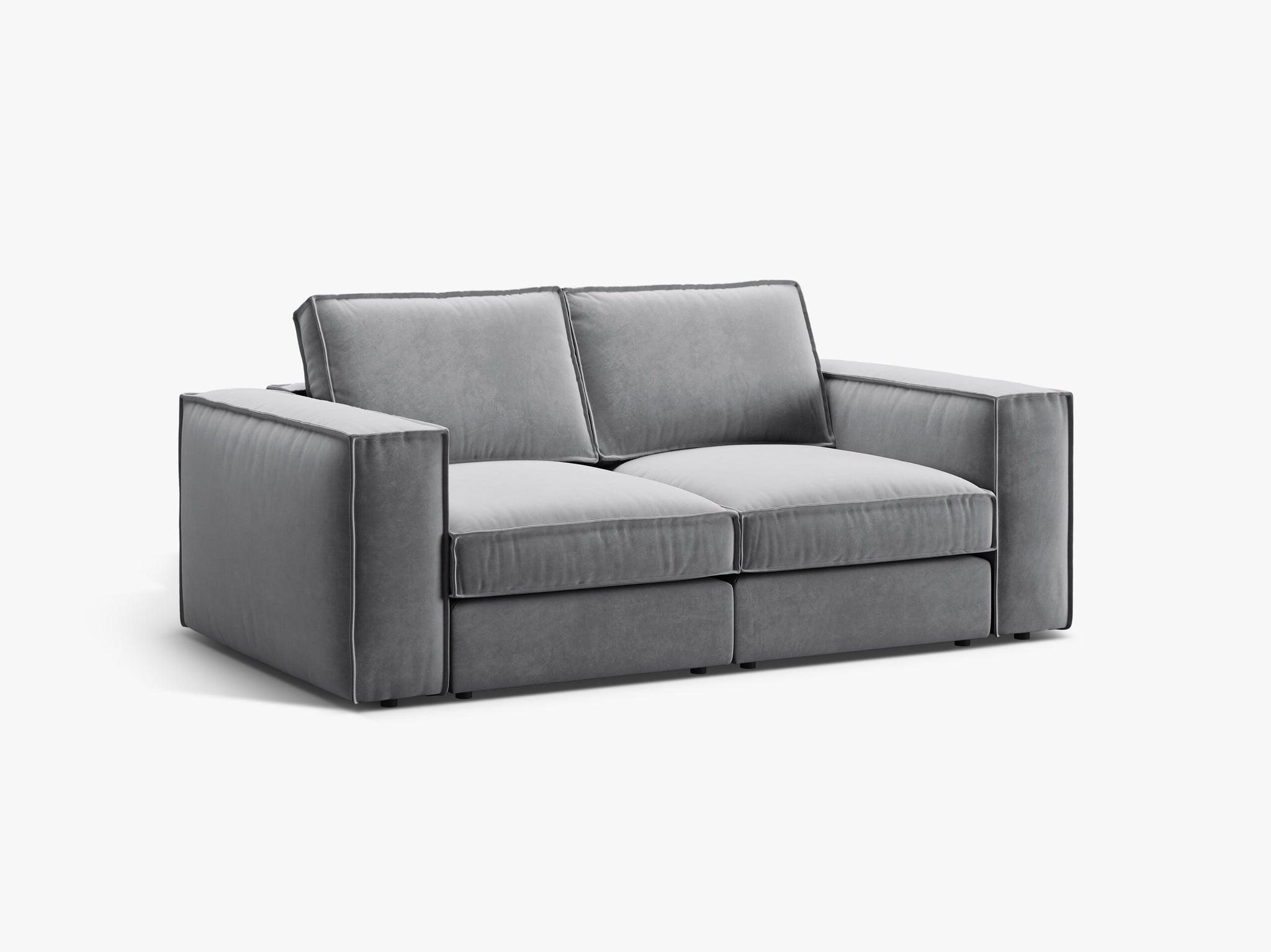 Micadoni modulares Sofa Pola 2-Sitzer Samt Salvador Grau