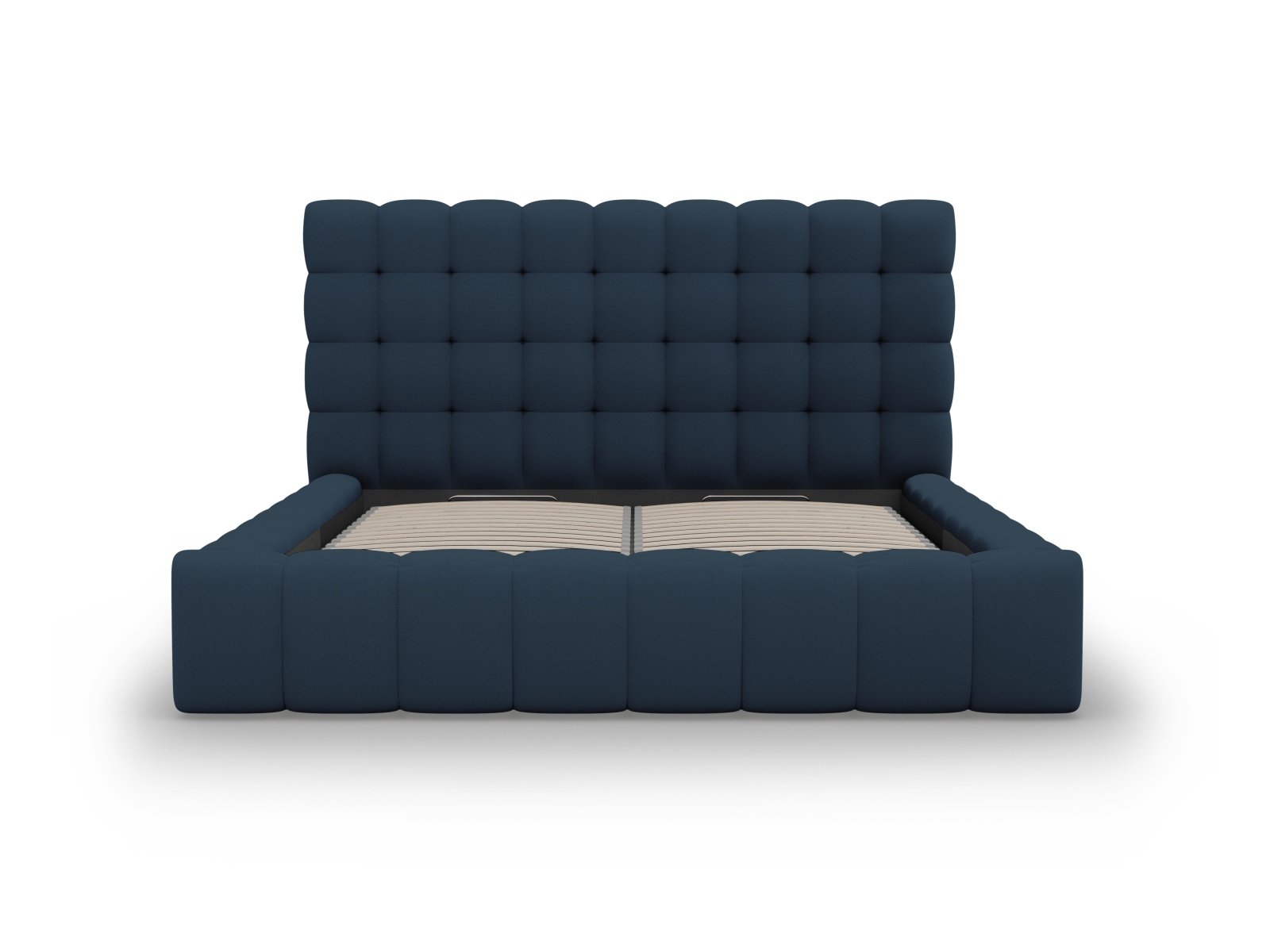 Micadoni Stauraumbett mit Kopfteil Mamaia Strukturierter Stoff Blau 140x200