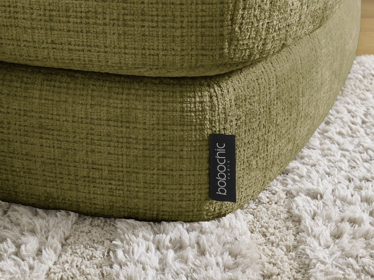 Bobochic Leonore Ecksofa mit Pouf Strukturstoff Grün Ecke rechts