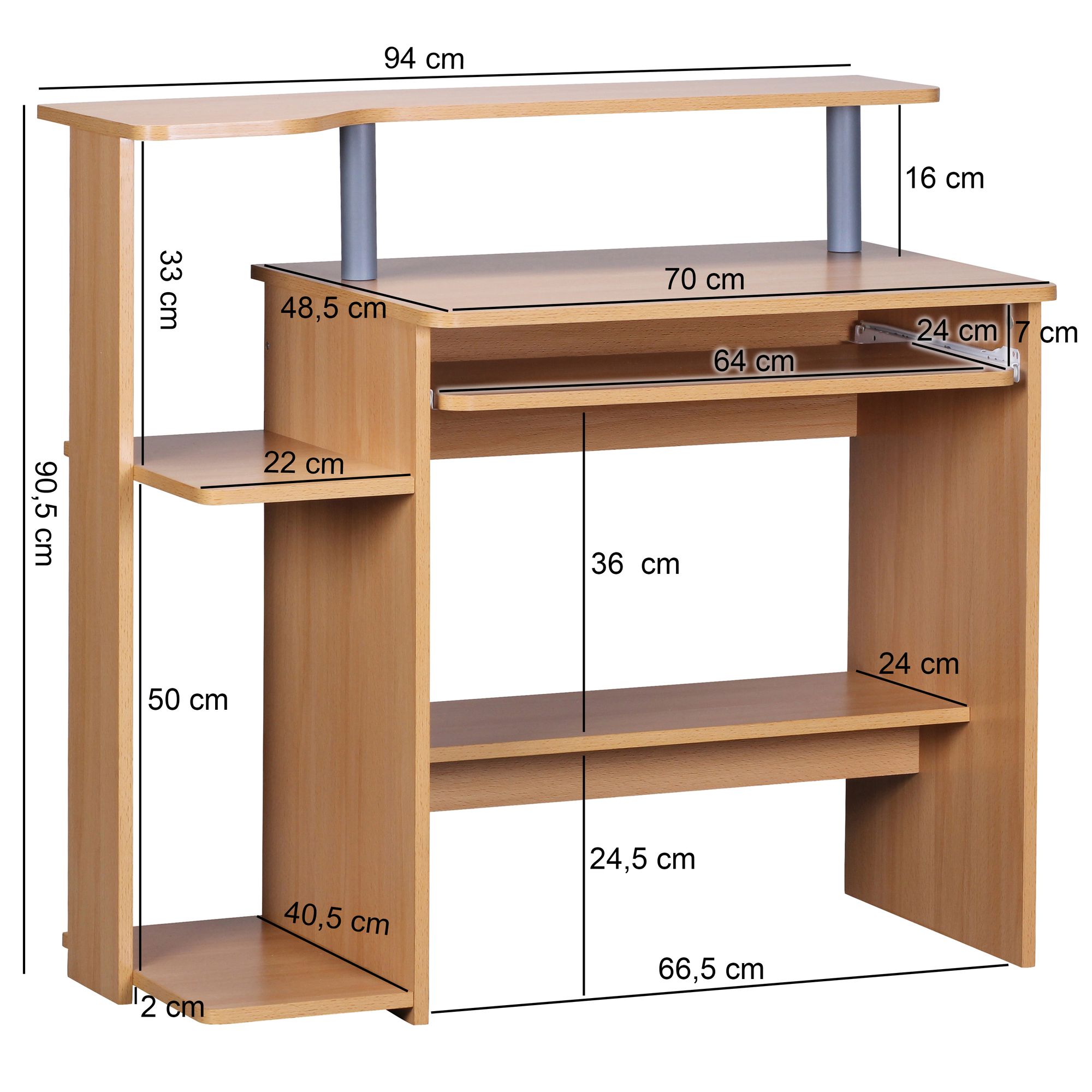 Computertisch Birkeland Buche