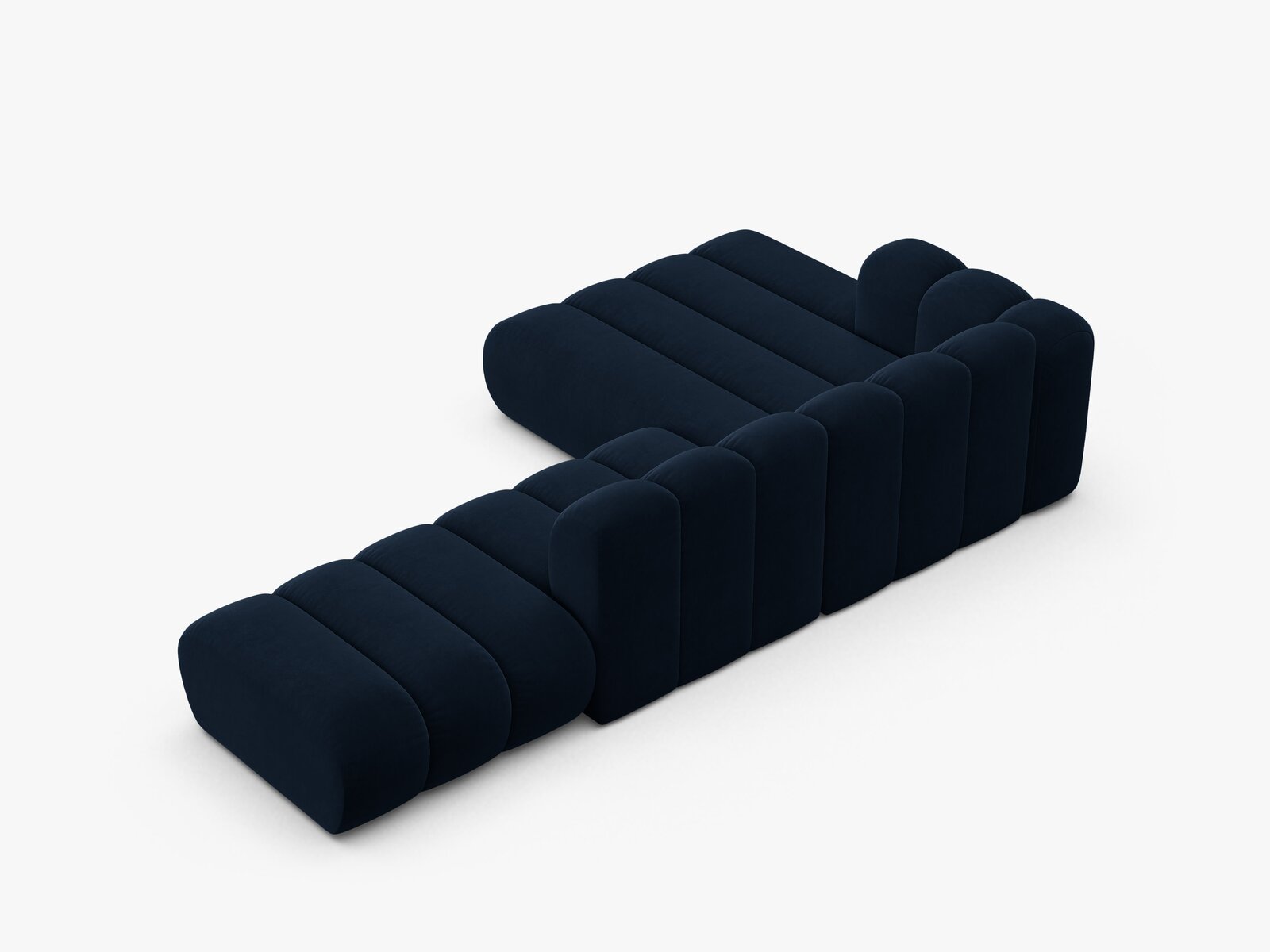 Micadoni Modulares Ecksofa offen Lupine 5-Sitzer Links Samt Salvador Königsblau