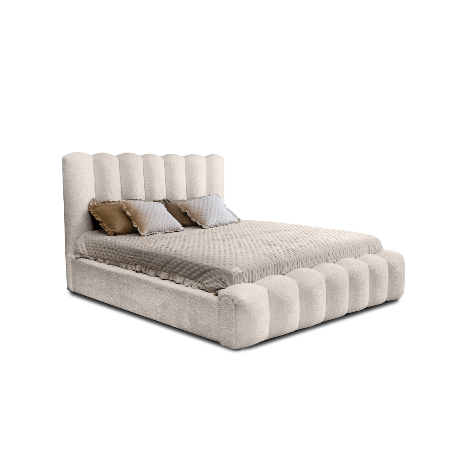 Polsterbett Laro Boucle 160x200 mit Metallrahmen Euphoria 02 Cream