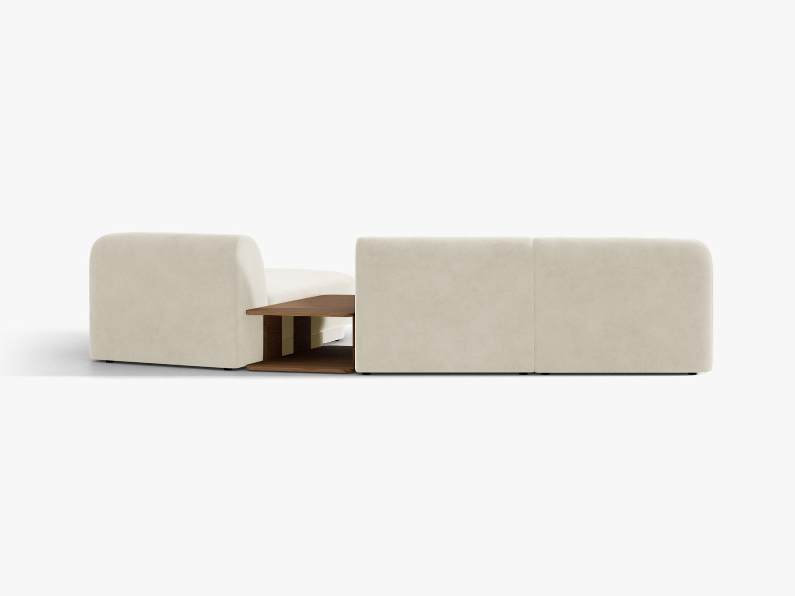 Micadoni Modulares Sofa Miley mit Recamiere 3-Sitzer Rechts Samt Bluvel Helles Beige