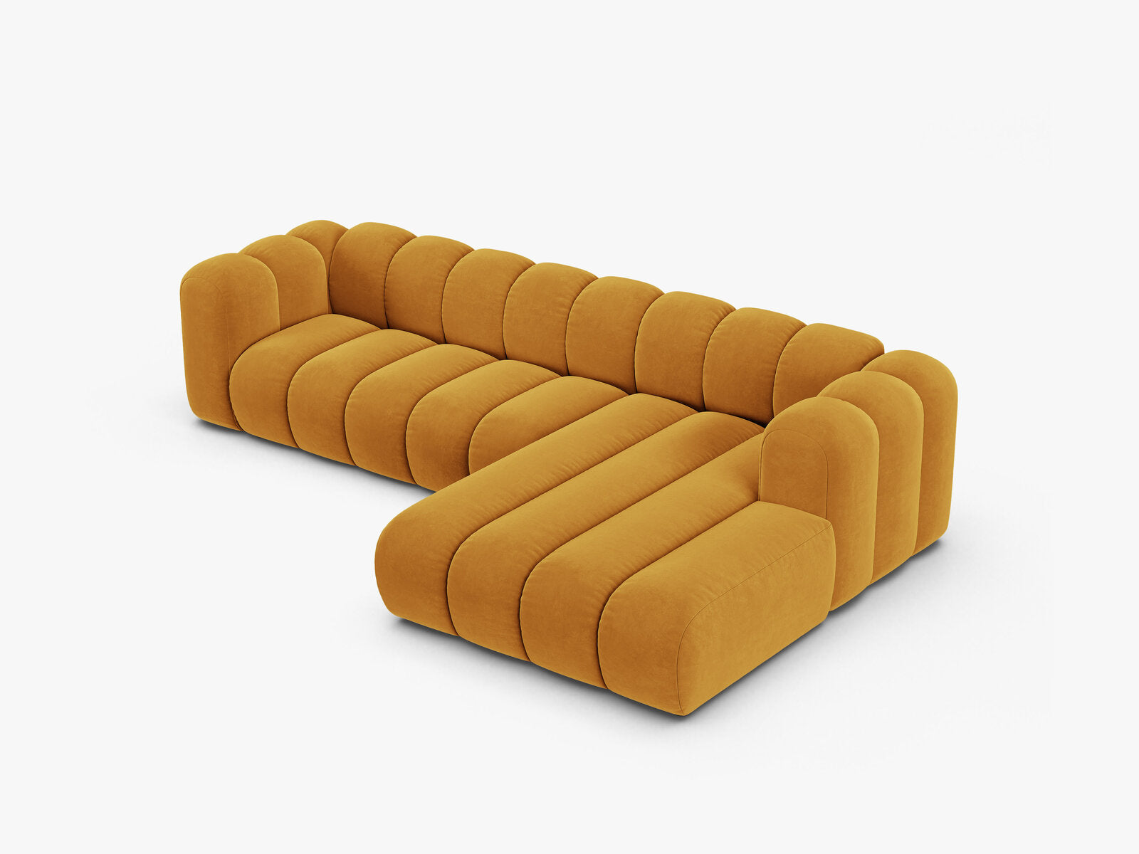 Micadoni Modulares Ecksofa Lupine 4-Sitzer Samt Venus Gelb Rechts