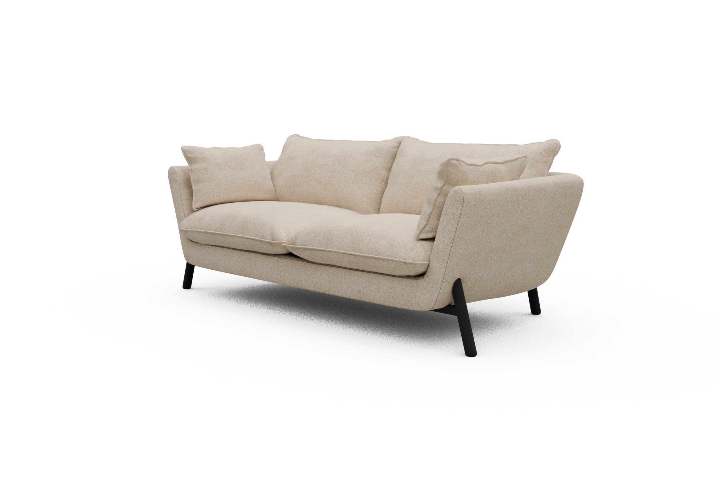 Sofa Emil PREMIUM 2-Sitzer Beinfarbe Eiche Schwarz Casone-Natural-Beige