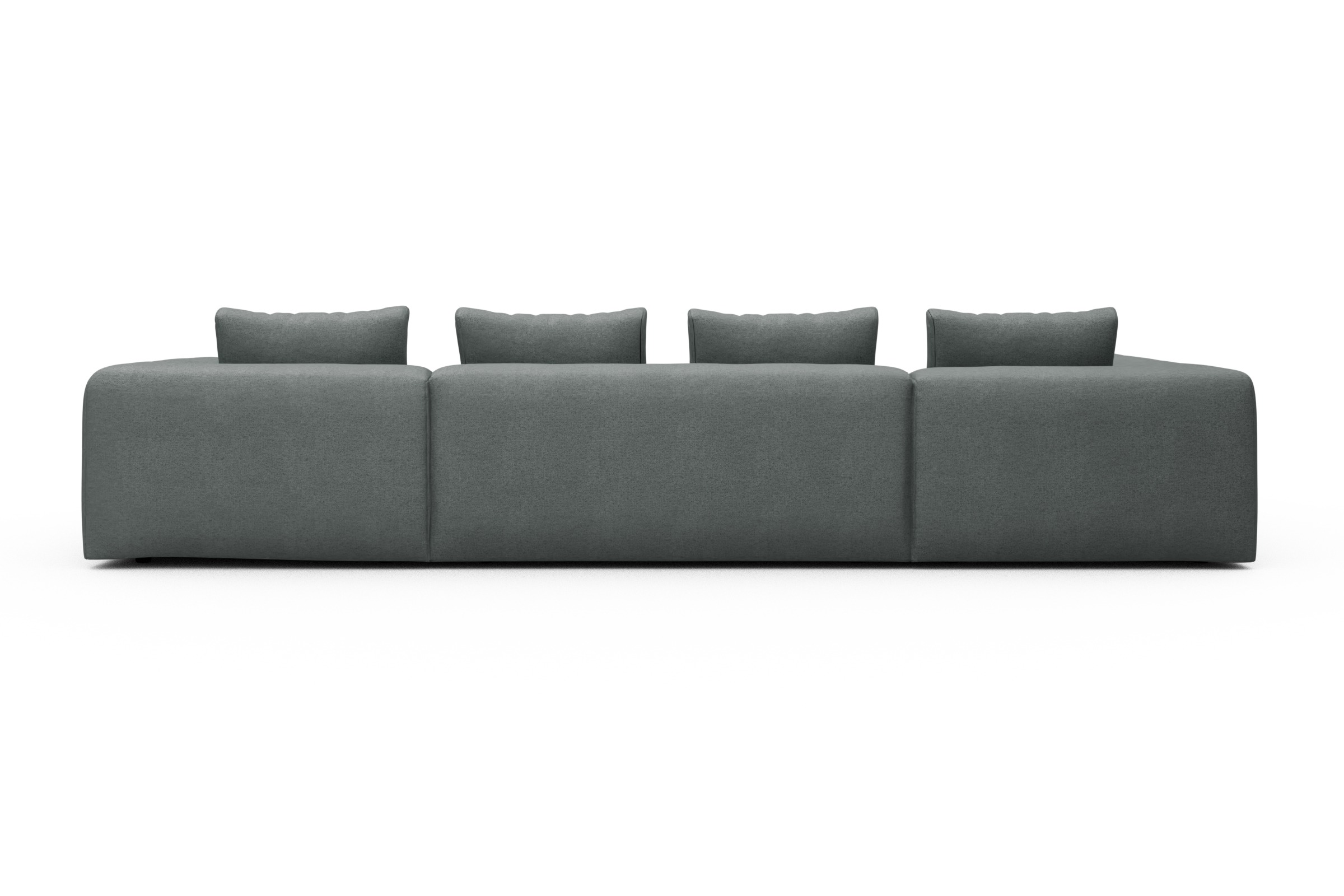 Wohnlandschaft Fred Relax-Ecke links mit 2-Sitzer und Chaiselongue rechts Strukturierter Stoff Denari 485-Soft-Grey
