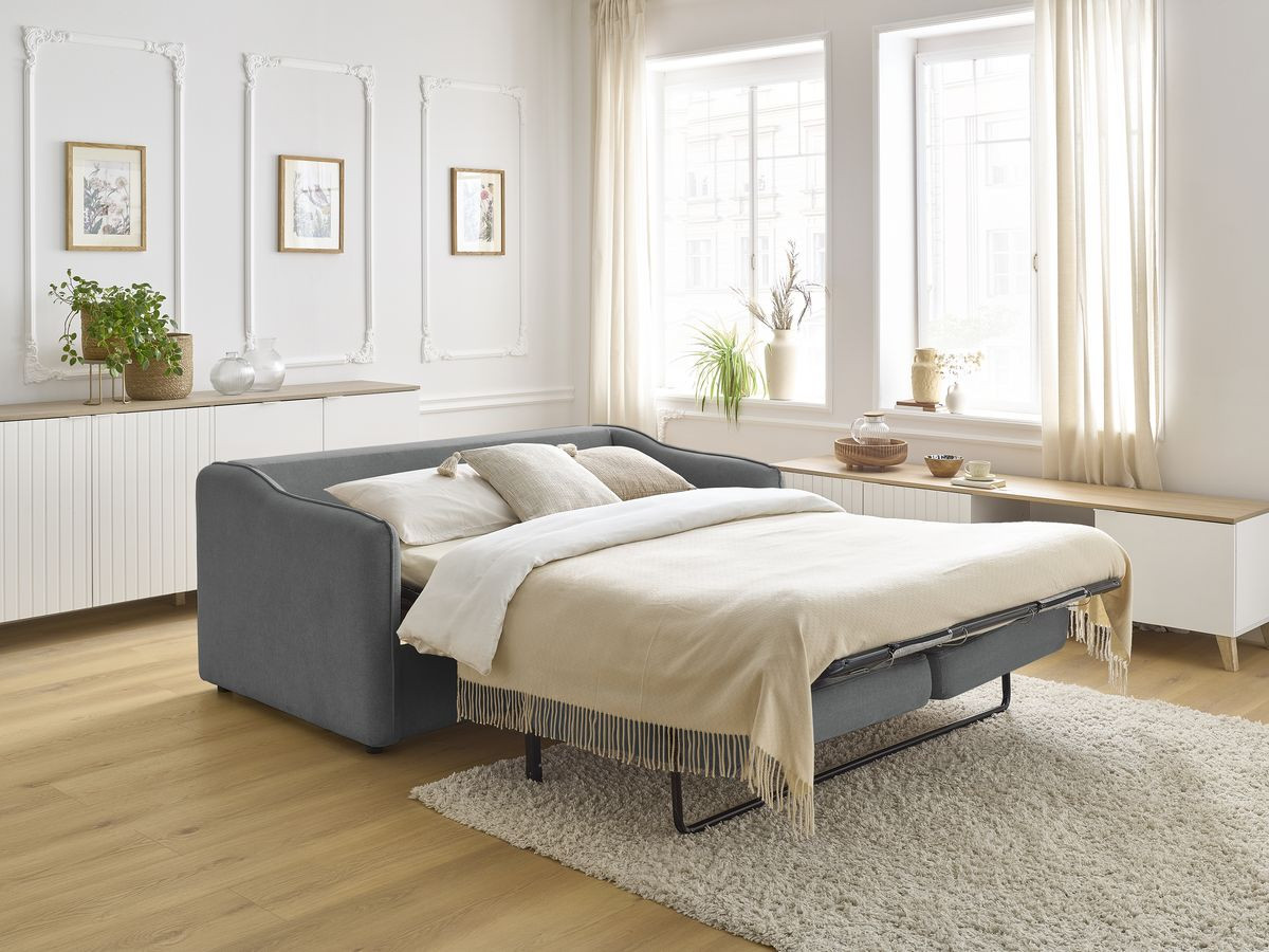 Bobochic Lenny Schlafsofa 3-Sitzer Stoff Dunkelgrau