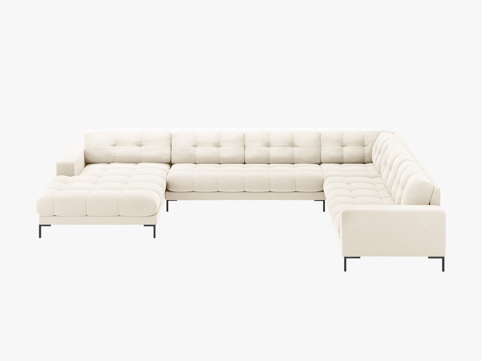 Micadoni Wohnlandschaft Mamaia 7-Sitzer Rechts Samt Bluvel Helles Beige schwarze Beine