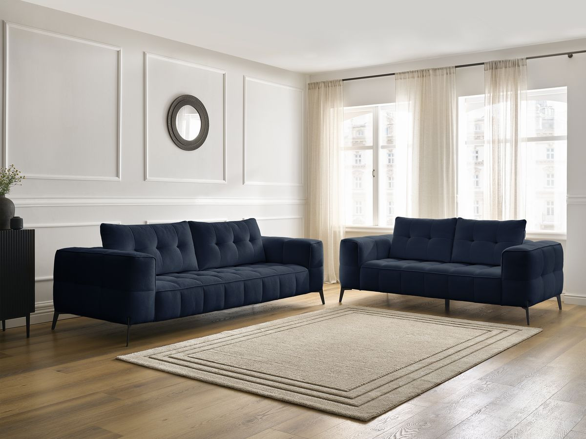 Bobochic Anis Sofa-Set 3- und 2-Sitzer Strukturstoff Blau