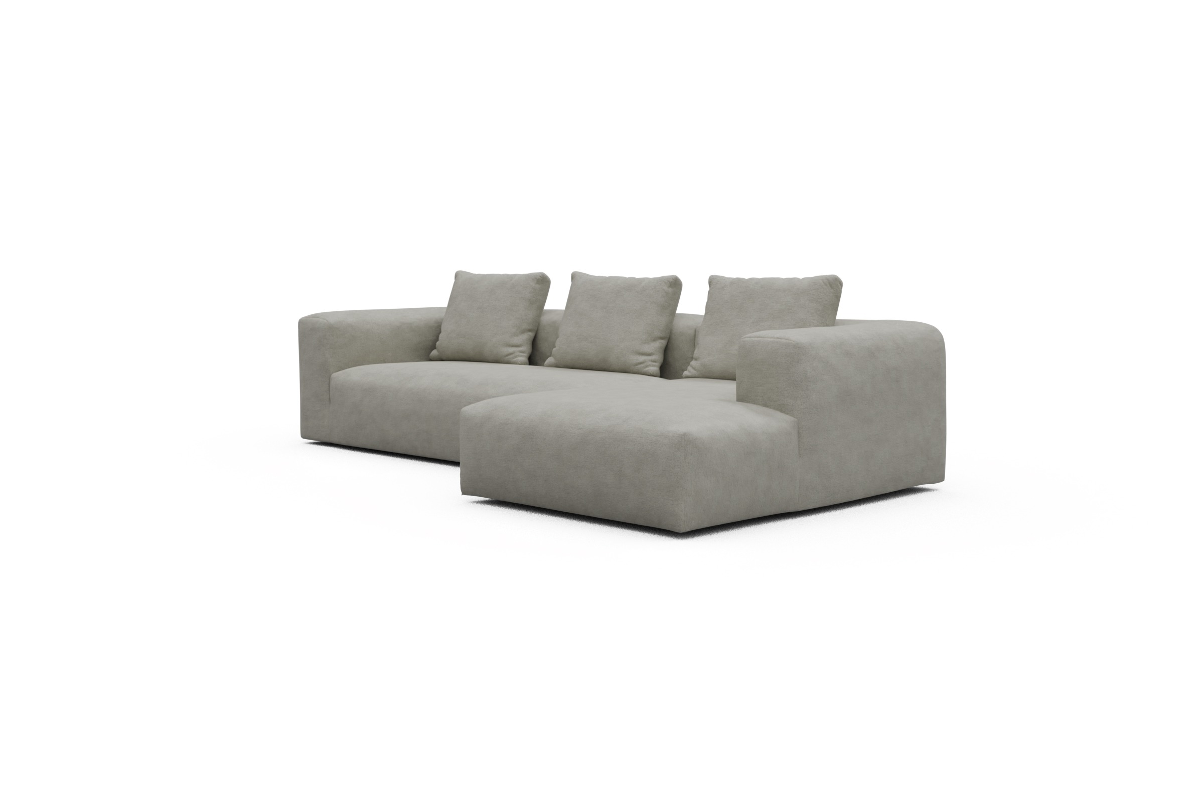 Ecksofa Fred Chaiselongue rechts mit 2,5-Sitzer Carreno-Moon-Stone-White