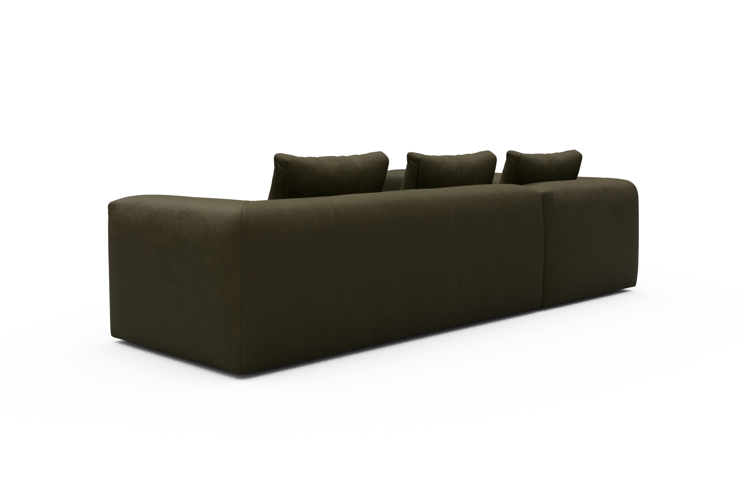 Ecksofa Fred 2x 2,5-Sitzer links offen Cordufine-Pine-Green