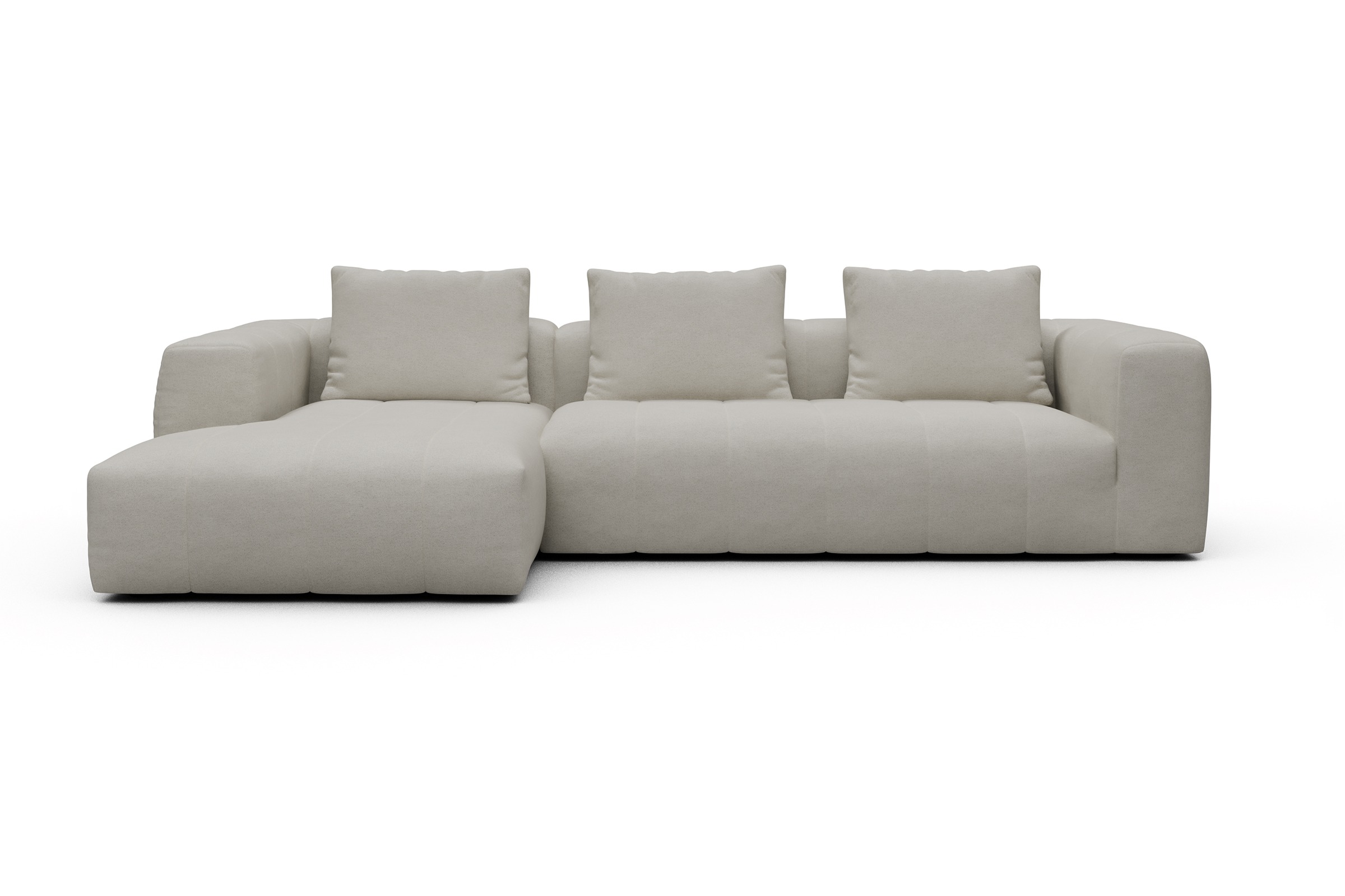 Ecksofa Hugo 2,5-Sitzer Armlehne rechts mit Chaiselongue Denari-Clean-Beige