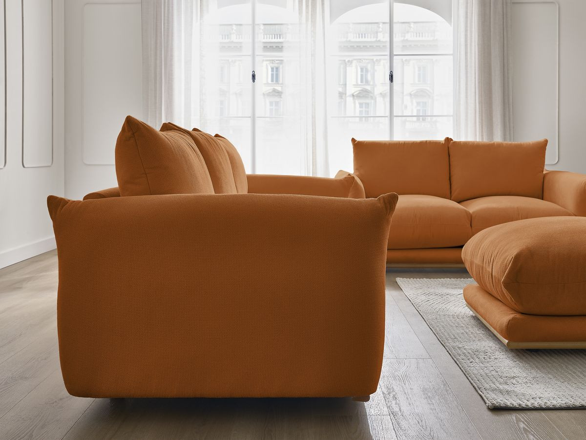 Bobochic Ernest Sofa 6-Sitzer mit Pouf Stoff Orange