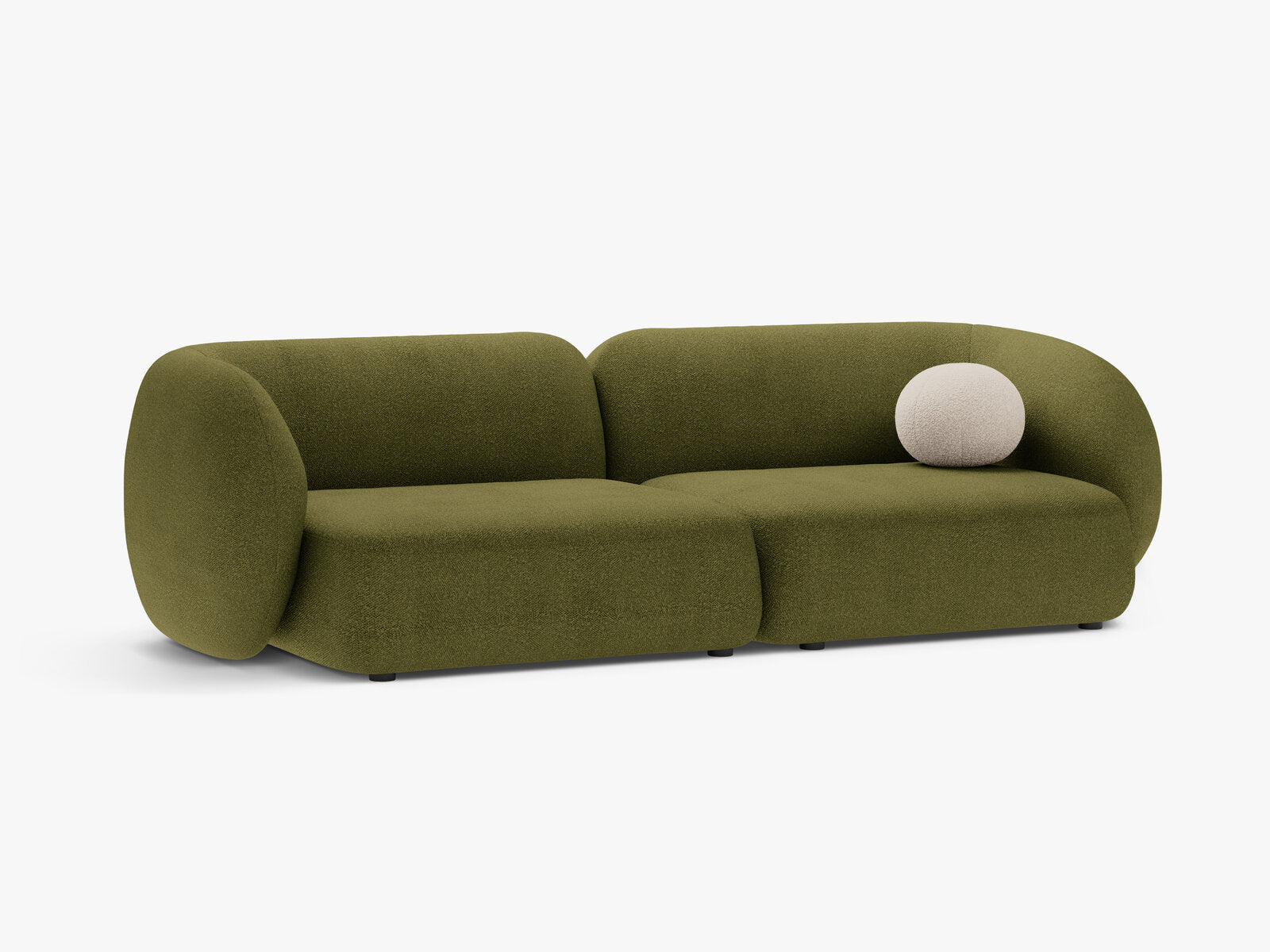 Micadoni Sofa Kate 4-Sitzer Boucle Baloo Dunkel-Olivgrün