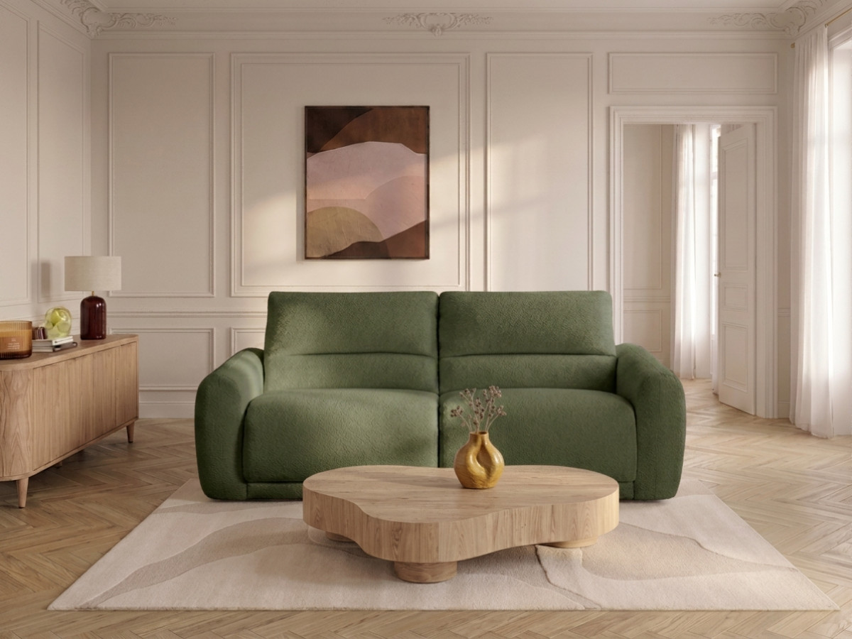 Bobochic Minorque Schlafsofa 2,5-Sitzer Chenille Grün, Liegefläche 140 × 200 cm
