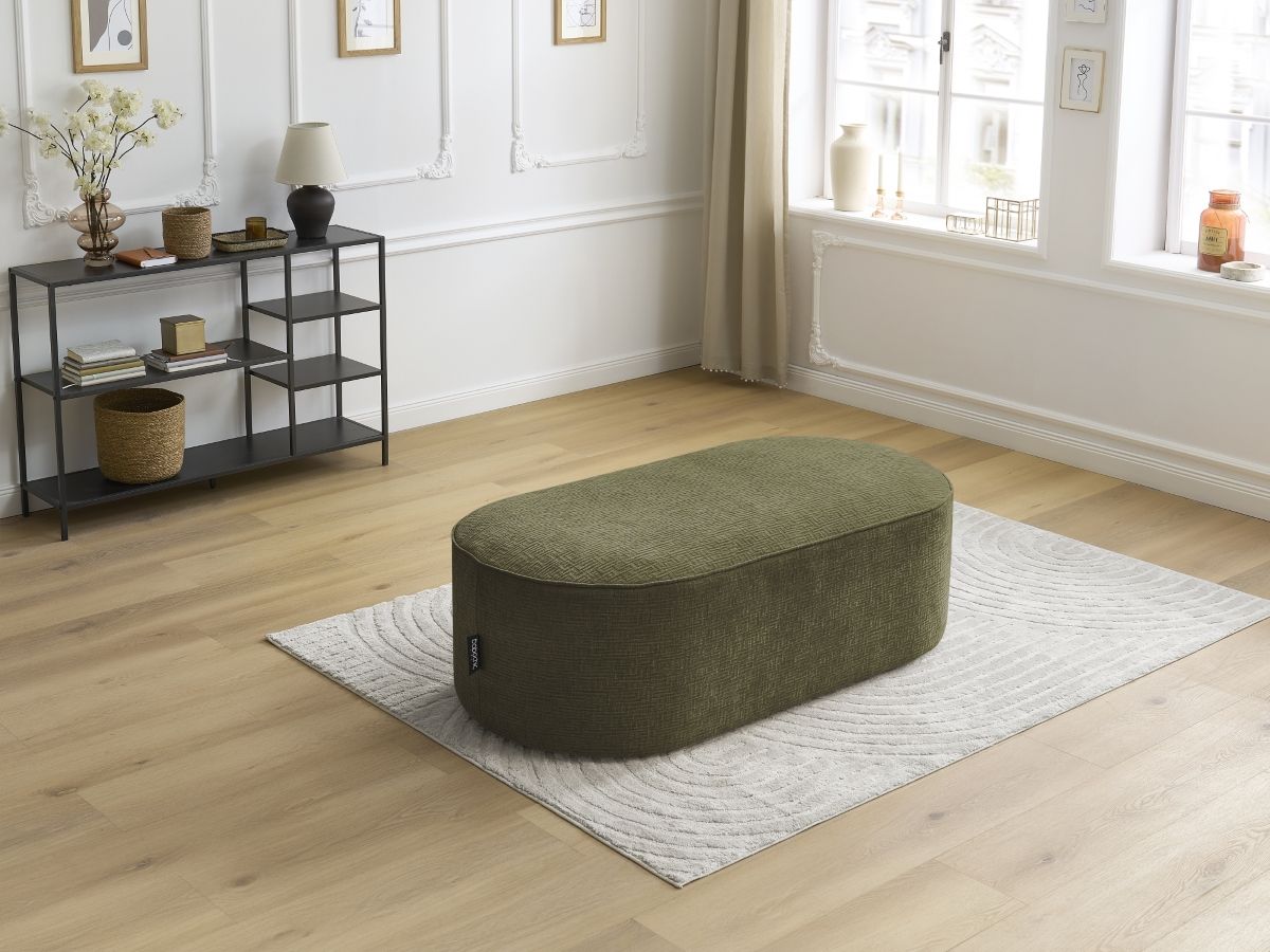 Bobochic Rousseau Pouf Strukturstoff Grün