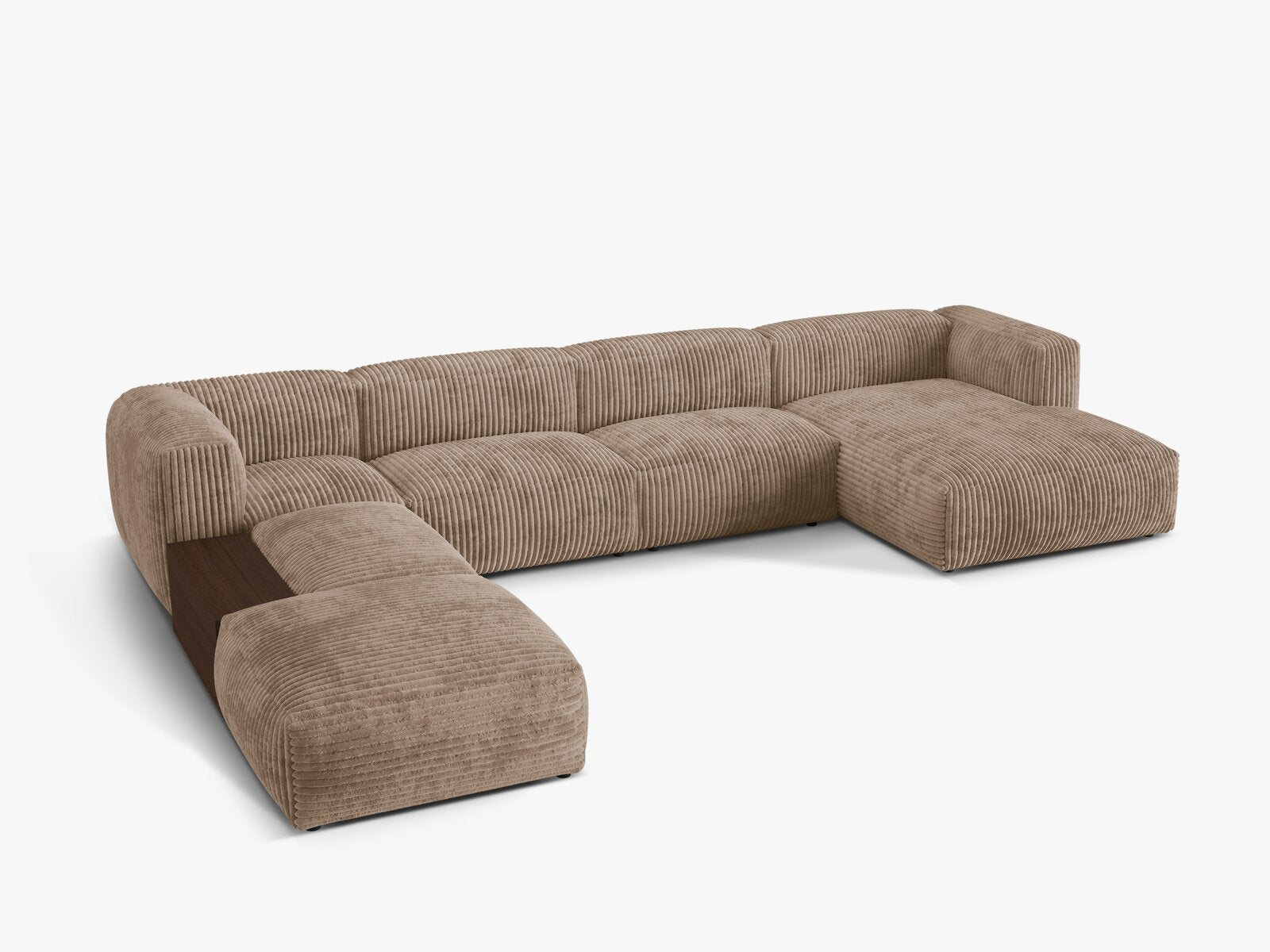 Micadoni Panorama-Ecksofa Martina 5-Sitzer Links Kord Eichel