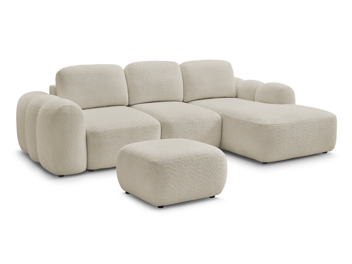 Bobochic Montaigne Ecksofa mit Schlaffunktion und Bettkasten und Pouf 276 × 164 cm