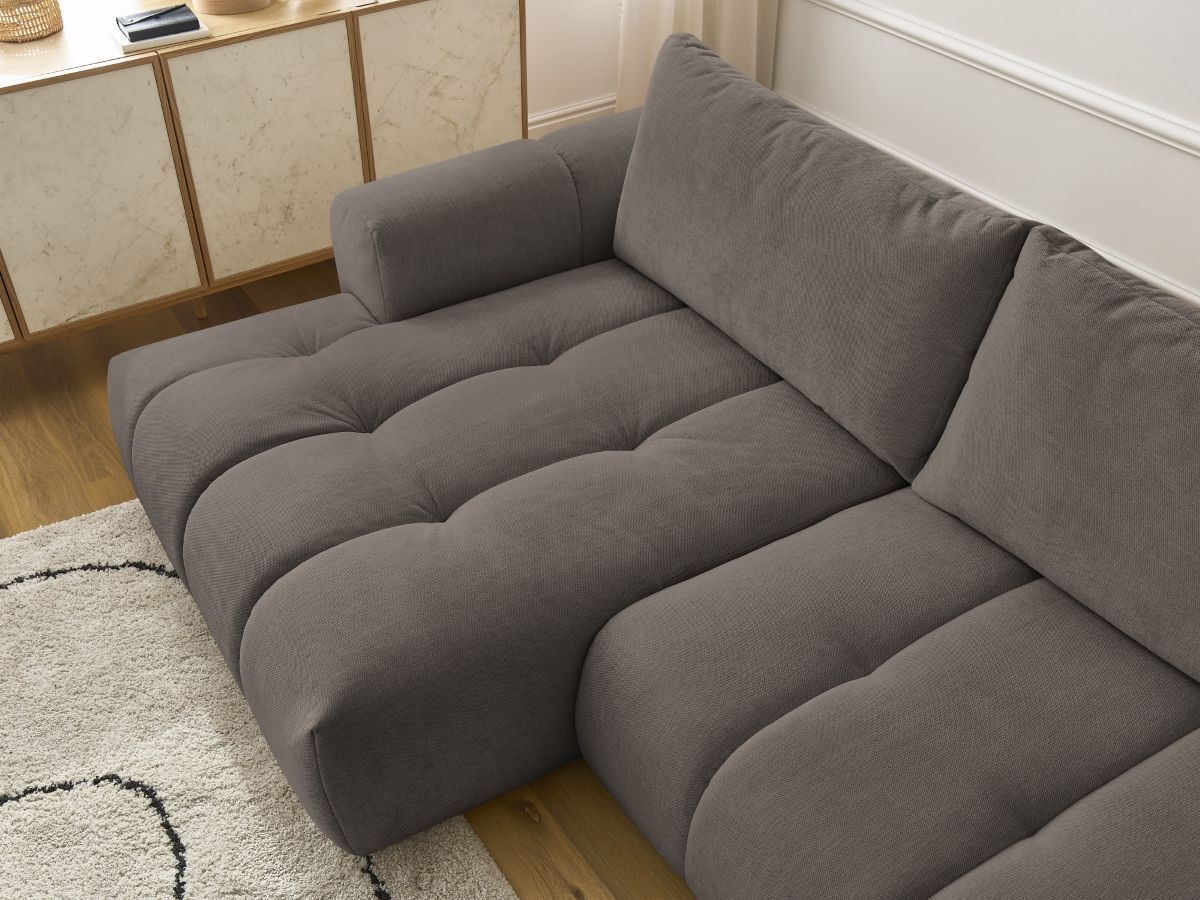 Bobochic Fuji Ecksofa mit Schlaffunktion und Bettkasten 292 × 160 cm Stoff Taupe Ecke links