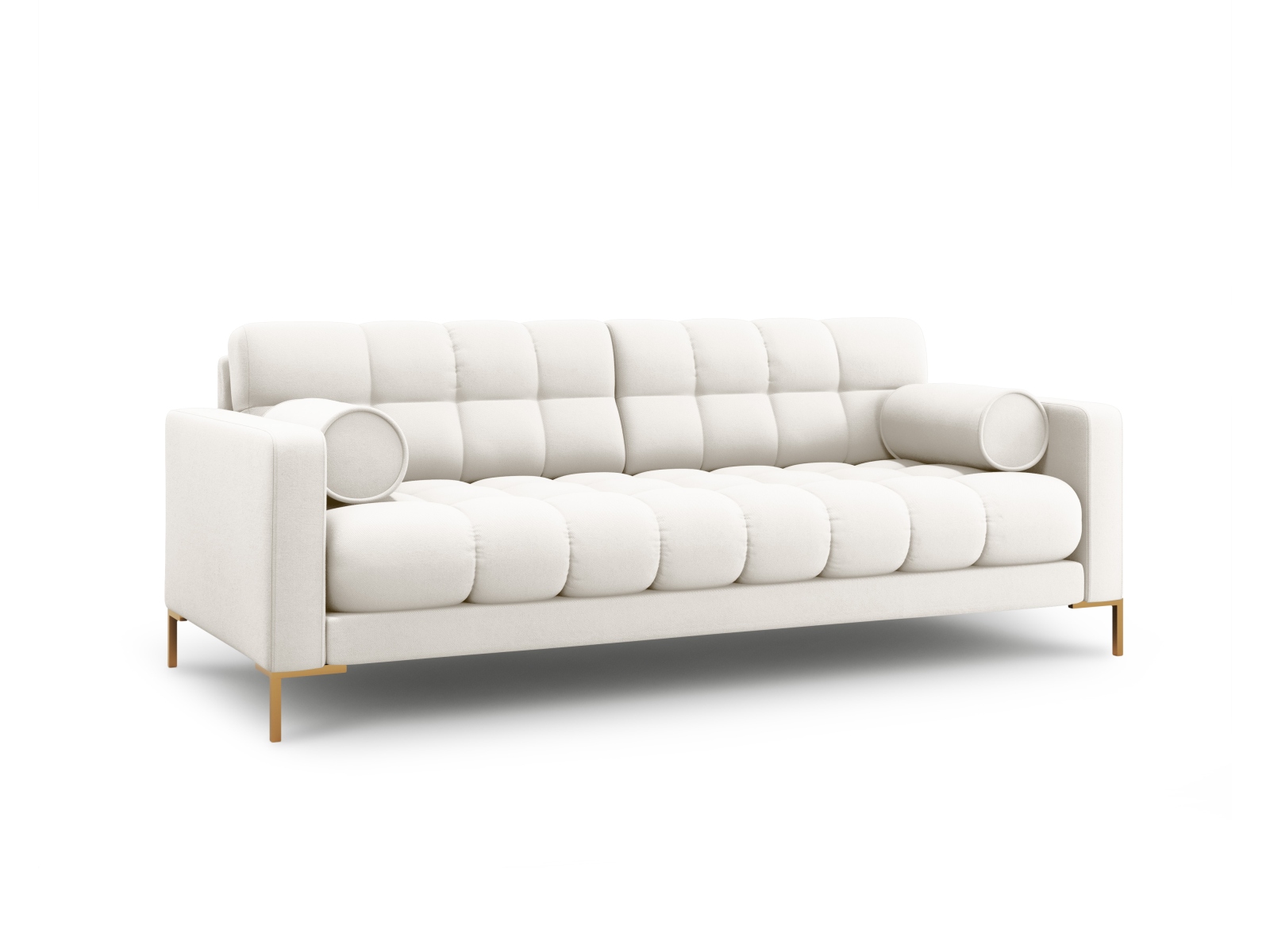 Cosmopolitan Design Sofa Bali 4-Sitzer Strukturierter Stoff Neve Helles Beige Beine Gold