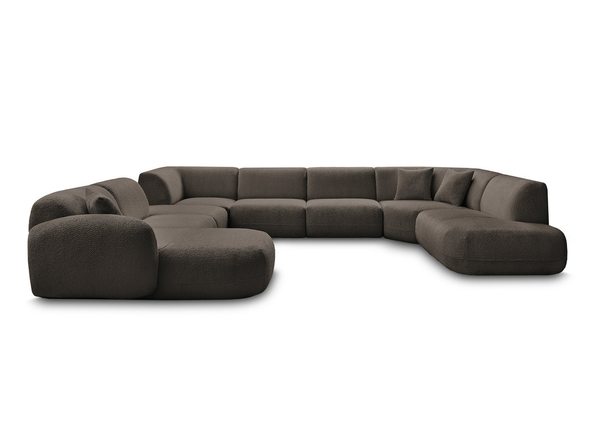 Bobochic Anda Wohnlandschaft mit Pouf 396 × 357 cm Chenille Braun Ecke links
