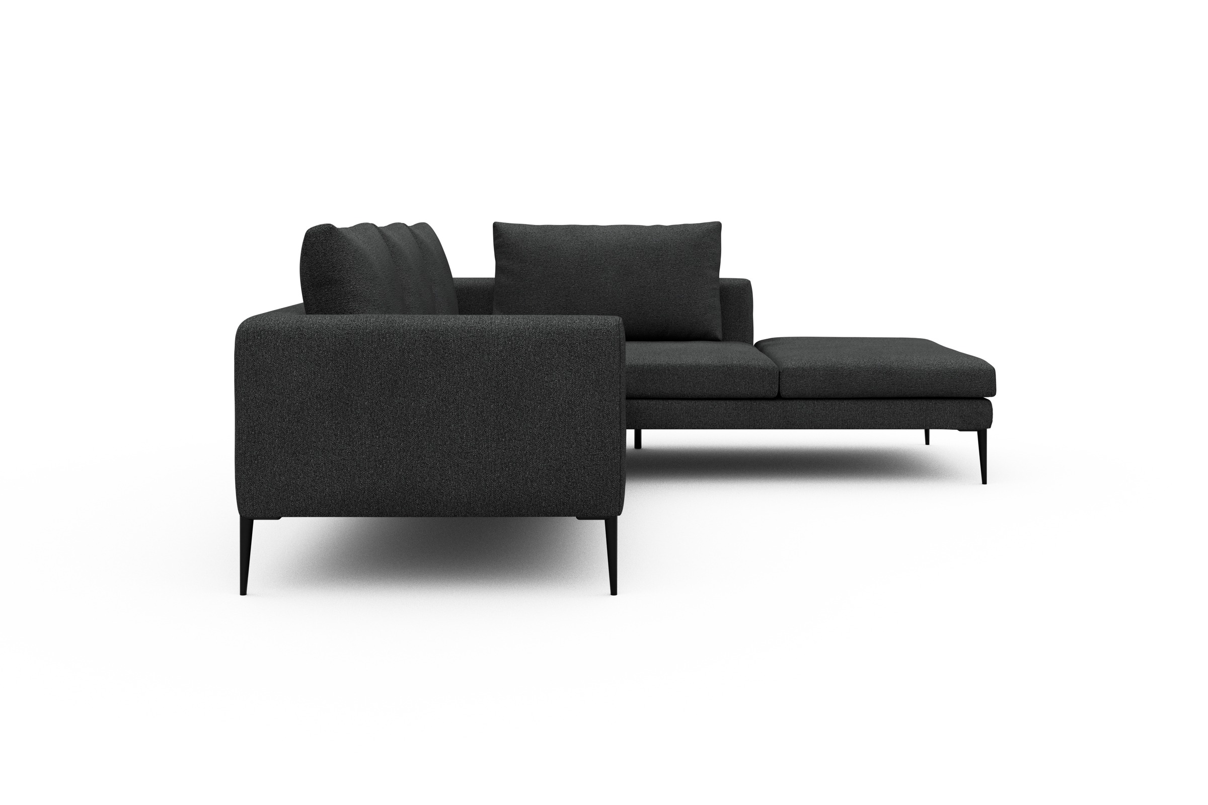 Ecksofa Paul Relax-Ecke rechts mit 2-Sitzer Boucle-Charcoal