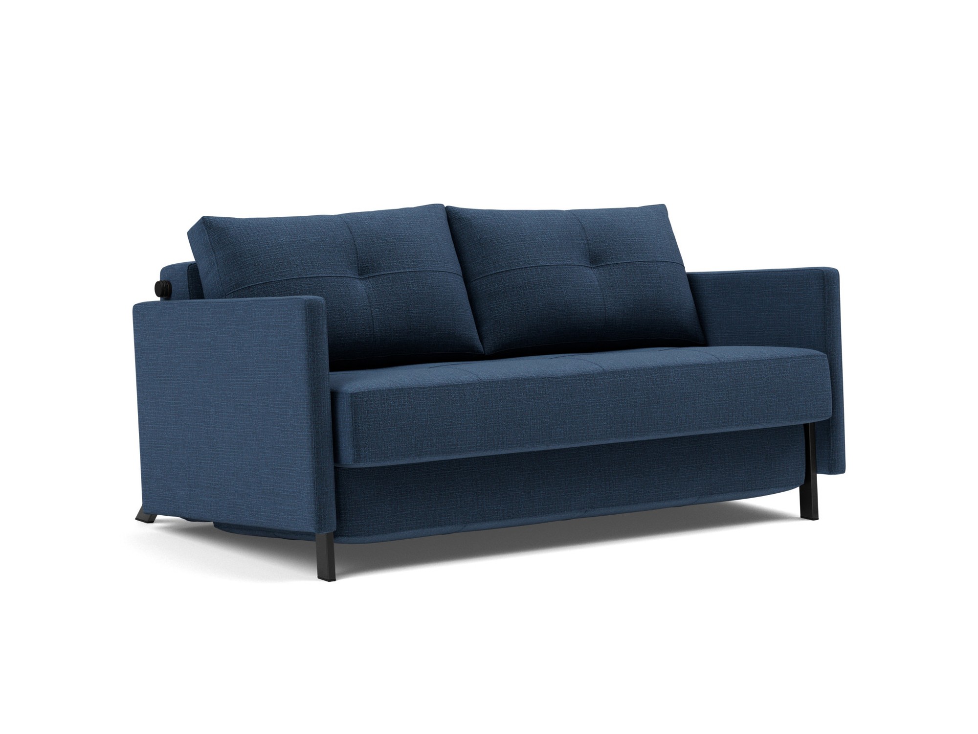 Schlafsofa Cubed mit Armlehnen 140 Chenille Esina 414-Indigo-Blue