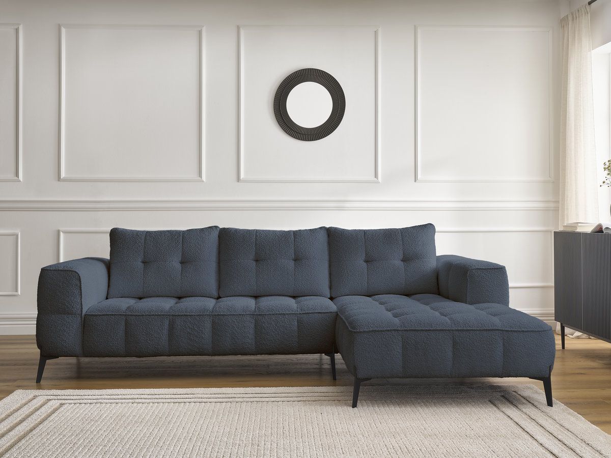 Bobochic Anis Ecksofa Bouclé-Stoff Dunkelblau Ecke rechts