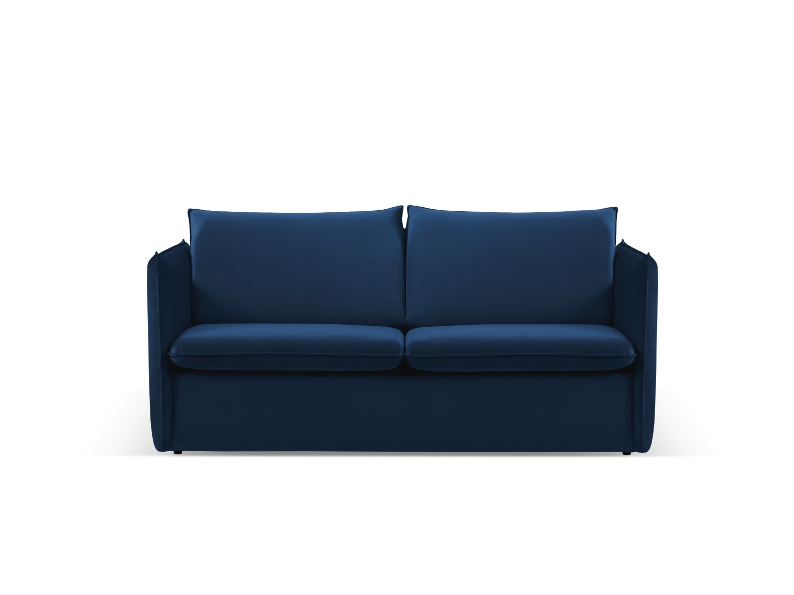 2-Sitzer Velvet Sofa mit Bettfunktion Agate | Bezug Royal Blue | Beinfarbe Black Plastic