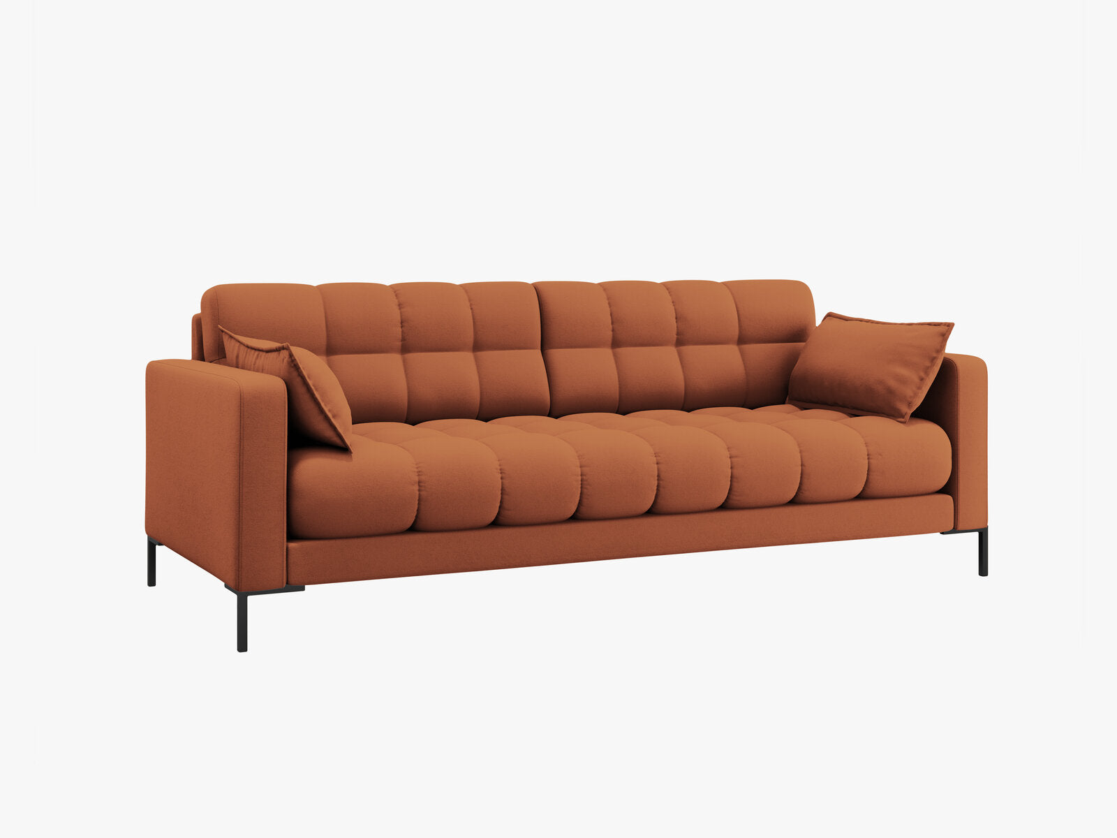 Micadoni Sofa Mamaia 3-Sitzer Strukturierter Stoff Neve Ziegel schwarze Beine