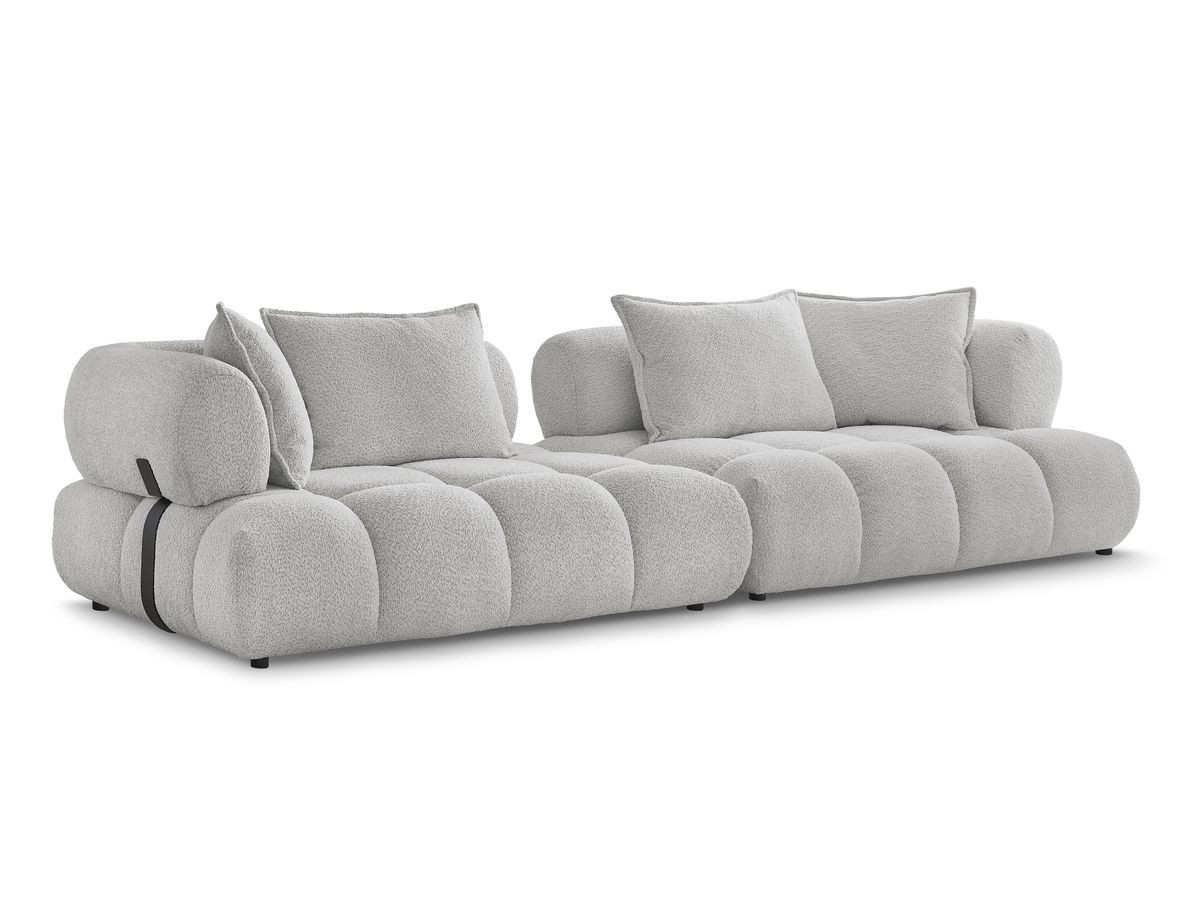 Bobochic Alya Sofa 4-Sitzer Bouclé-Stoff Hellgrau