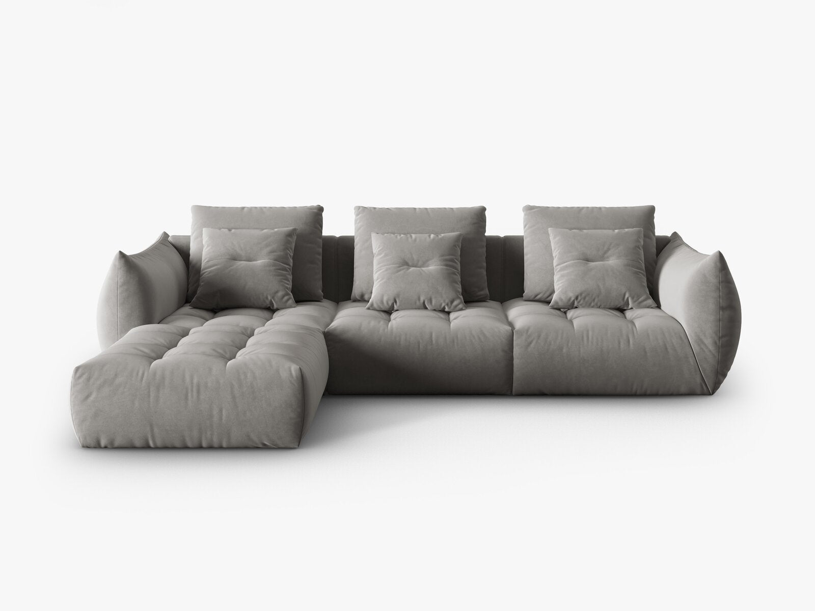Micadoni Ecksofa Bloom 2-Sitzer Samt Grau