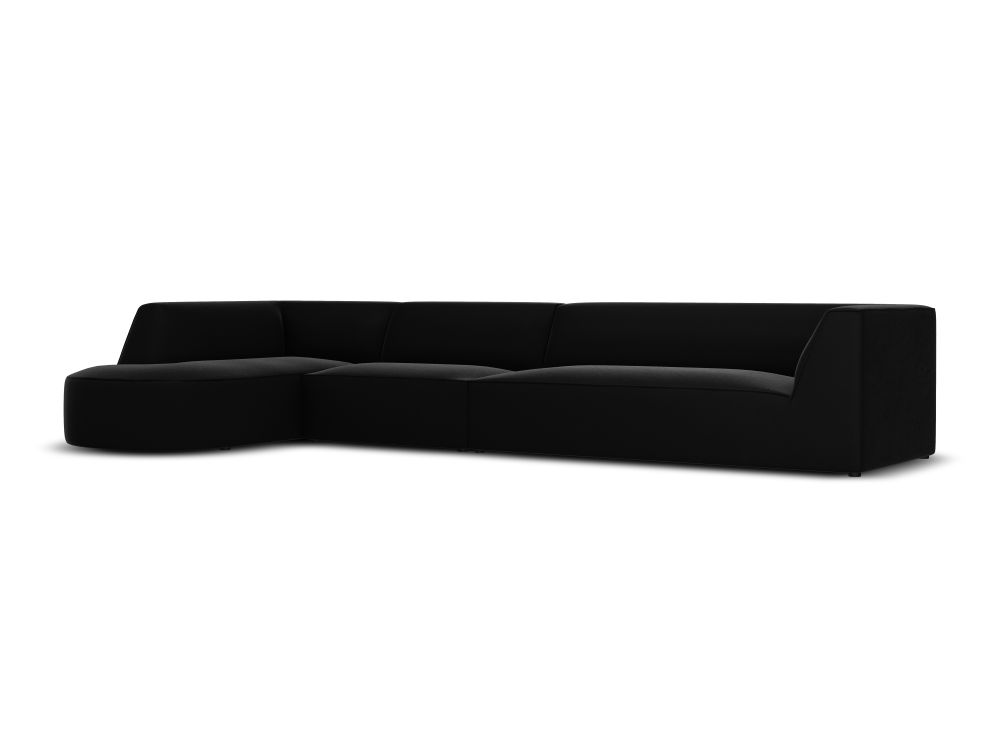 Cosmopolitan Design Ecksofa Siena 5-Sitzer abgerundet Samt Salvador Schwarz Links