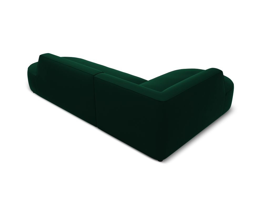 Cosmopolitan Design Ecksofa Siena 4-Sitzer abgerundet offen Samt Salvador Flaschengrün Links