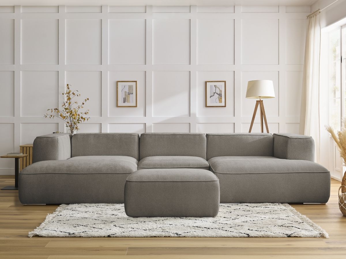 Bobochic Zephyr Wohnlandschaft mit Pouf Strukturstoff Taupe