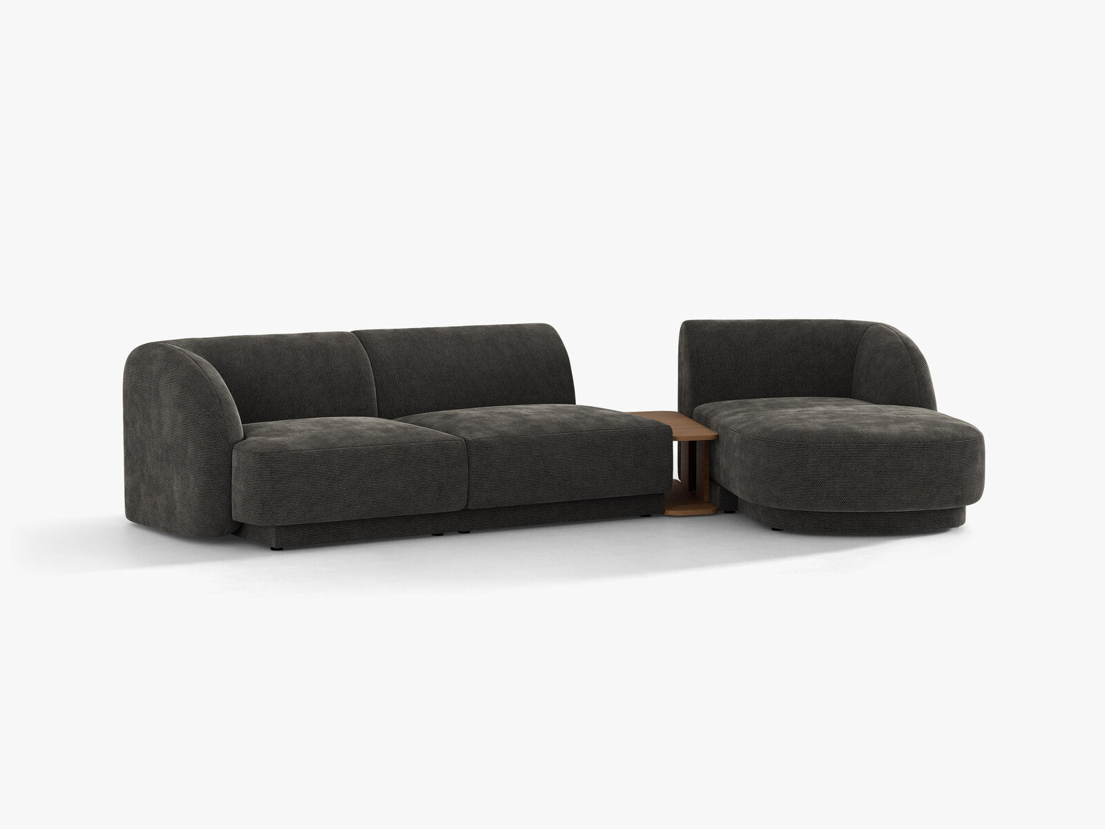 Micadoni Modulares Sofa Miley mit Recamiere 3-Sitzer Rechts Chenille Eden Dunkelgrau