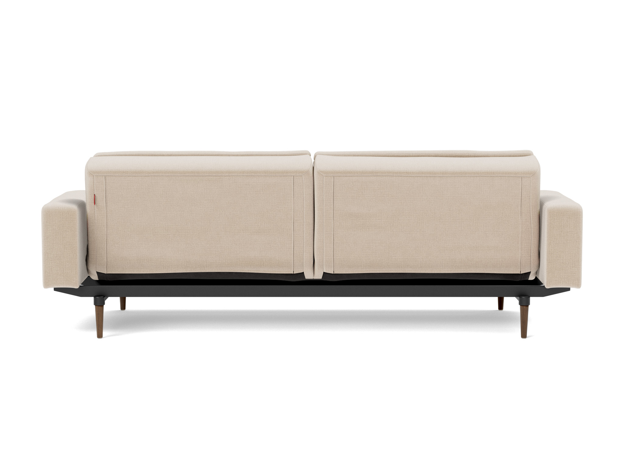 Schlafsofa Dublexo mit Armlehnen Chenille Esina 410-Almond-Beige Beine Styletto Eiche dunkel