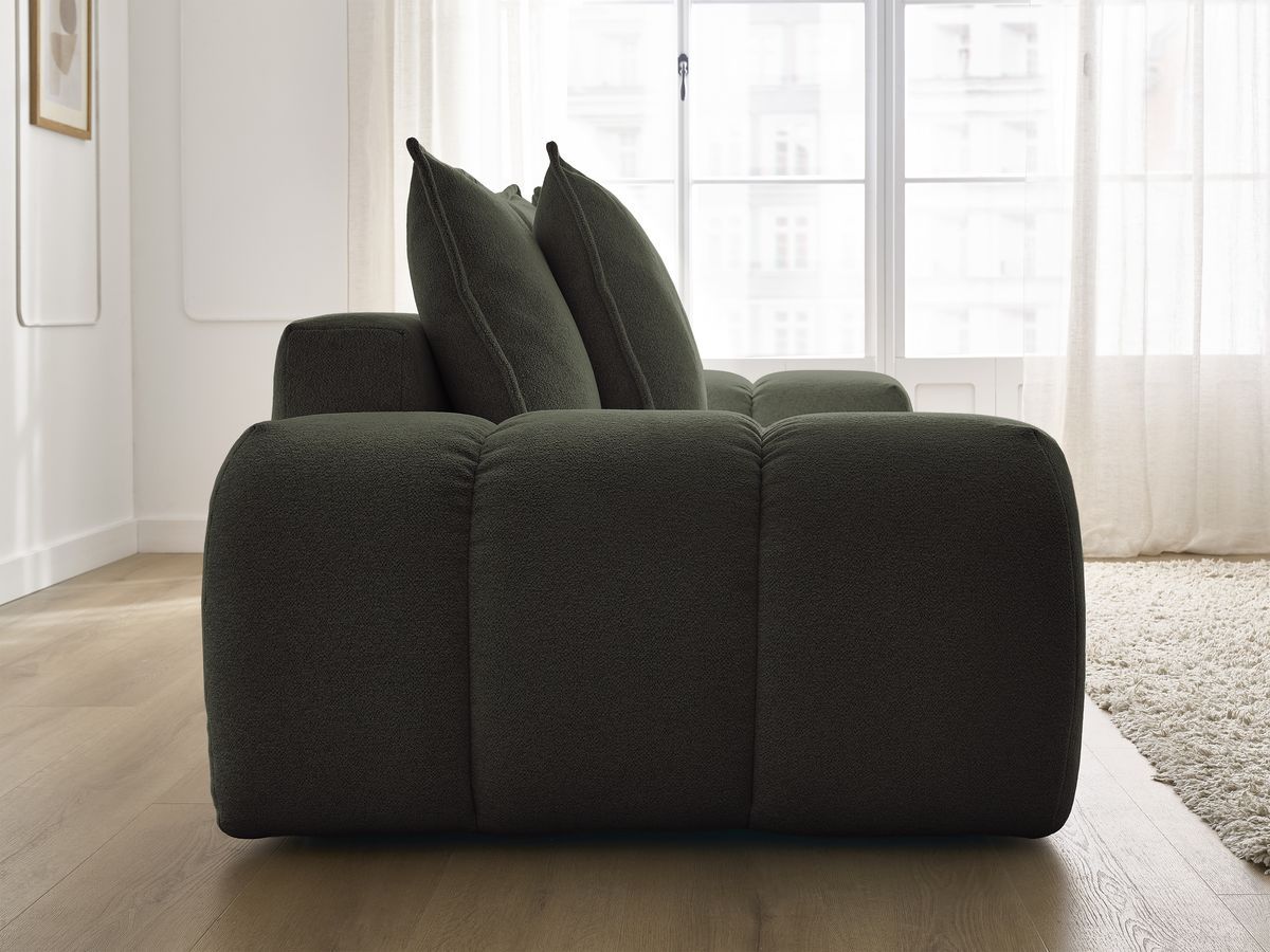 Bobochic Everest Sofa 3-Sitzer, 5 Kissen Melange-Stoff Grün