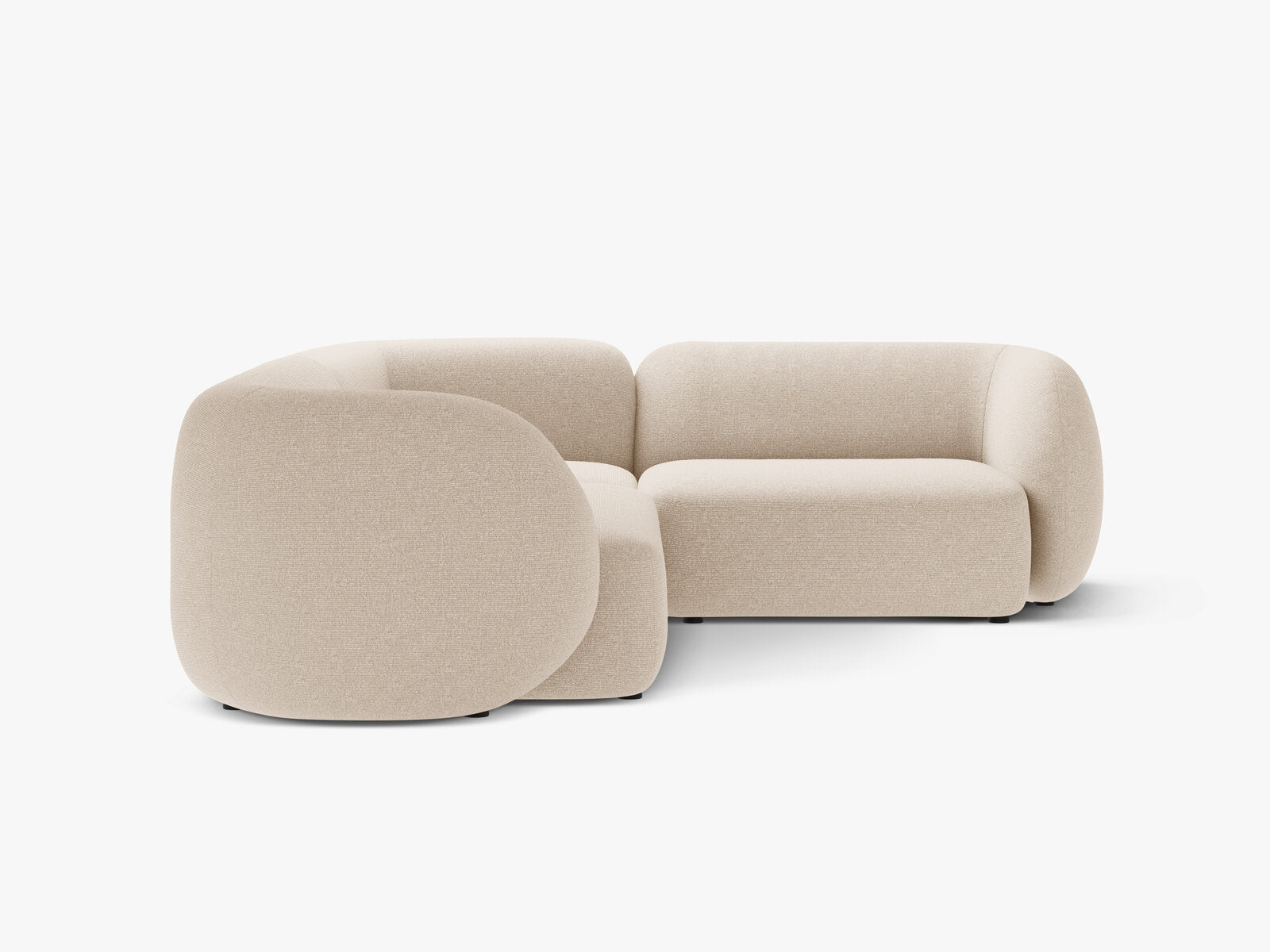 Micadoni Ecksofa Kate 4-Sitzer Rechts Strukturierter Stoff Hellbeige Melange