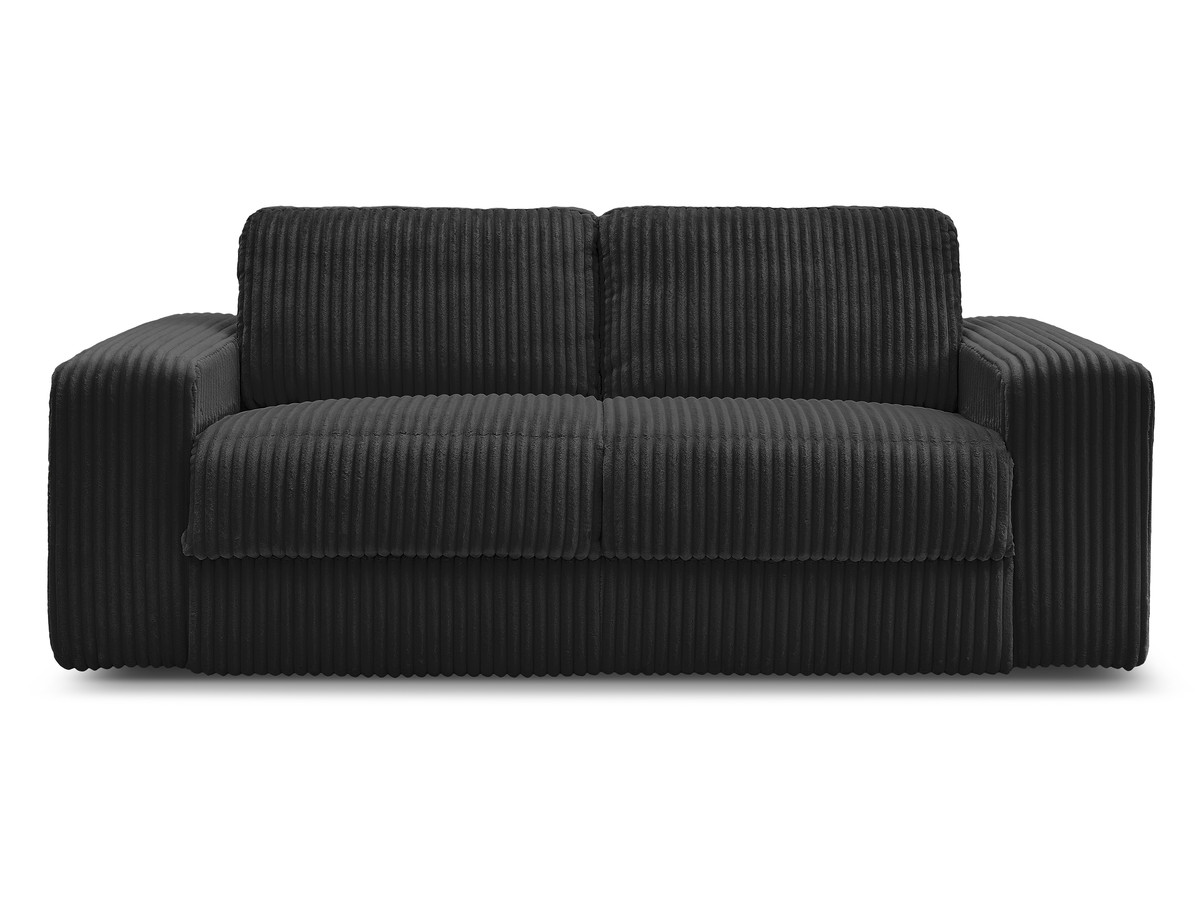 Bobochic Ibiza Schlafsofa 3-Sitzer Cordsamt Schwarz, Liegefläche 160 × 196 cm