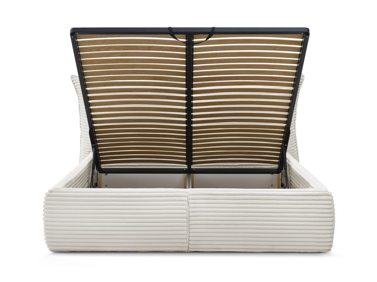 Bobochic Jade Polsterbett mit Bettkasten Cordsamt Beige, Liegefläche 160 × 200 cm