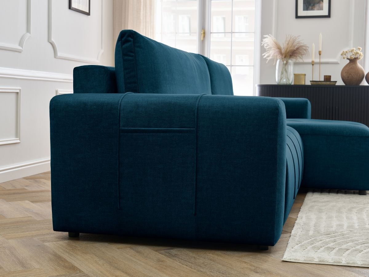 Bobochic Arsene Ecksofa mit Schlaffunktion und Bettkasten 288 × 148 cm Samt Blau