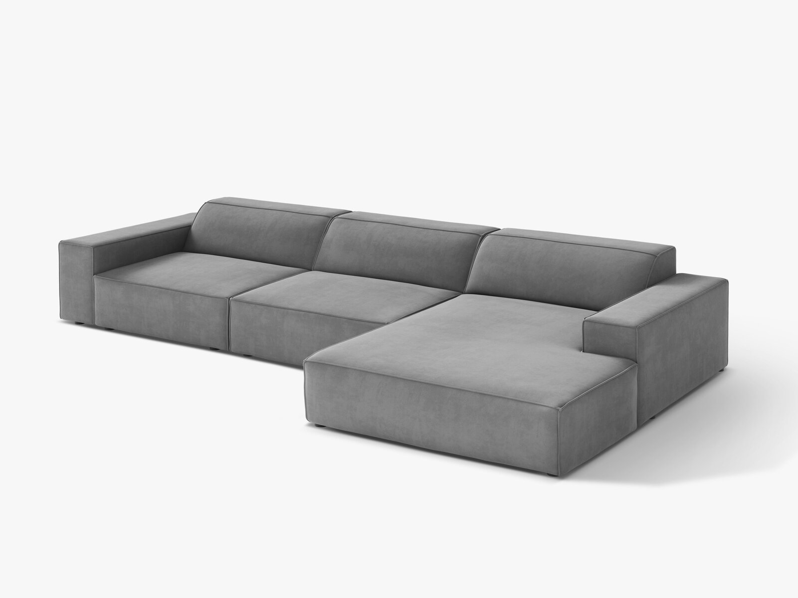 Micadoni Ecksofa Jodie 4-Sitzer Samt Venus Hellgrau Rechts