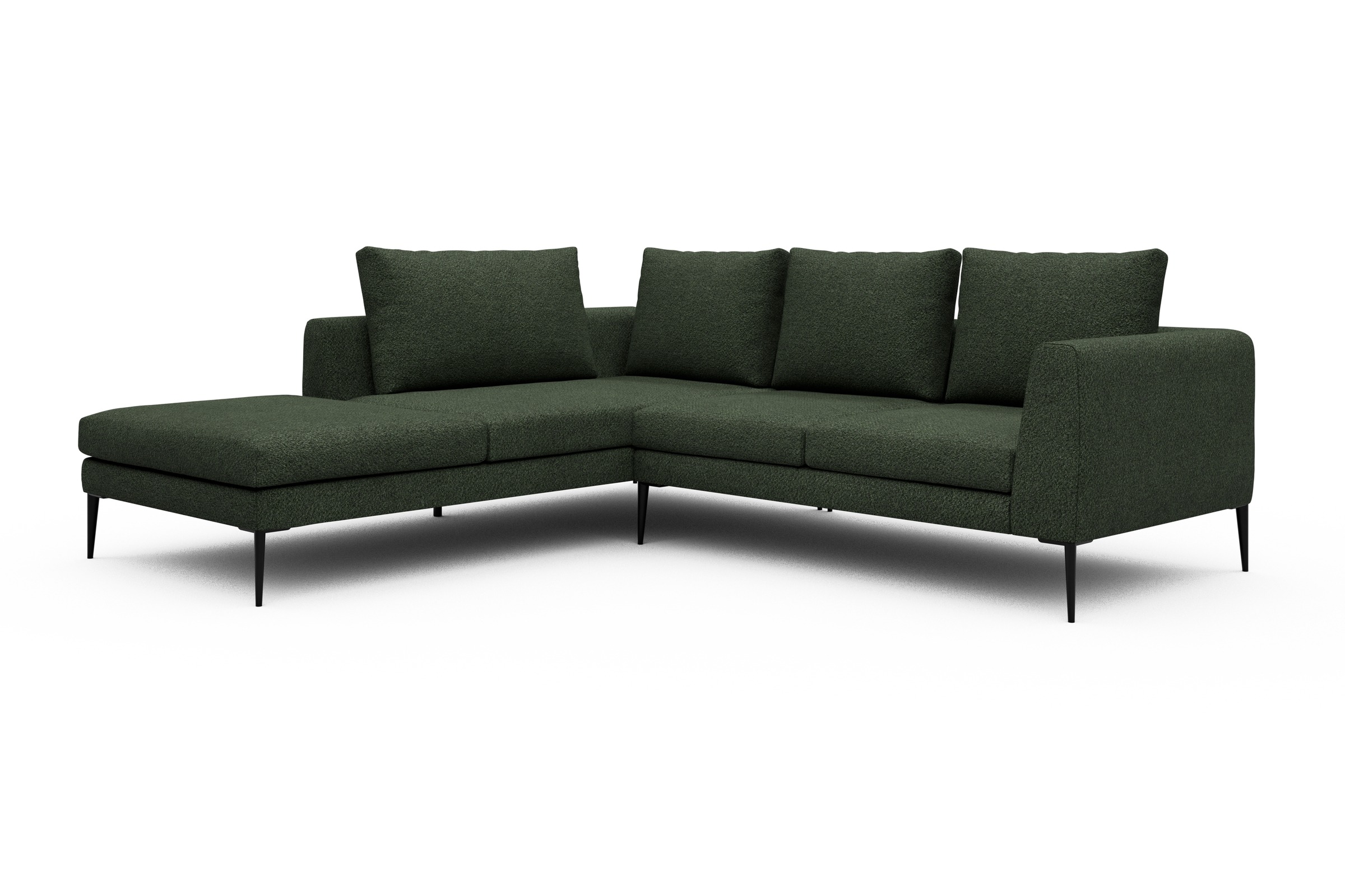 Ecksofa Paul Relax-Ecke links mit 2-Sitzer Vanora-Deep-Green