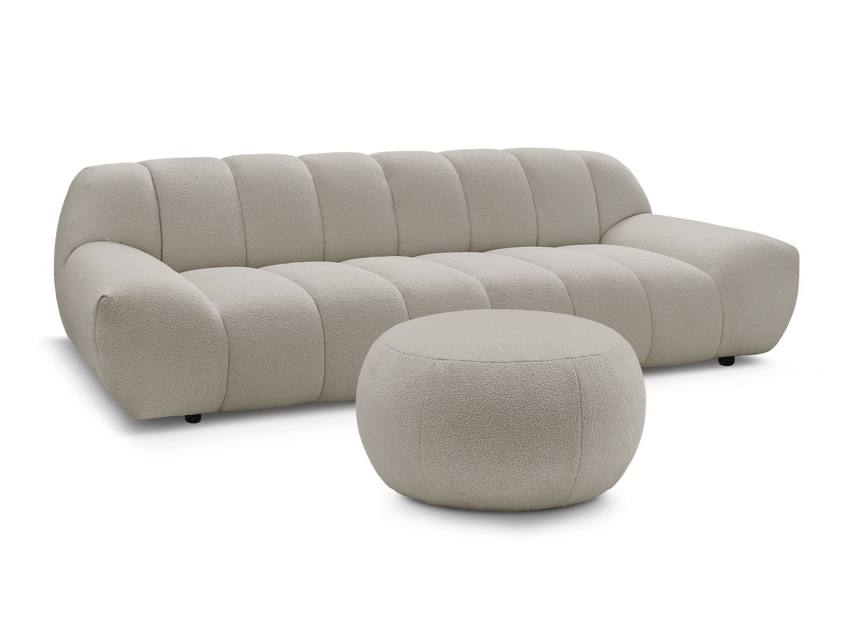 Bobochic Hayden Sofa 4-Sitzer mit Pouf Bouclé-Stoff Taupe