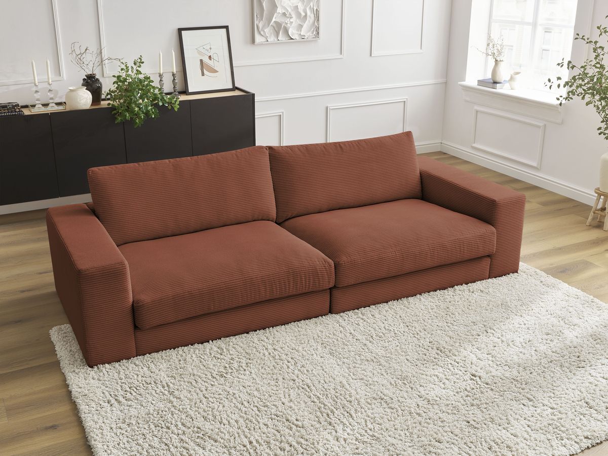 Bobochic Leonard Sofa 3-Sitzer 274 × 109 cm Strukturstoff Orange