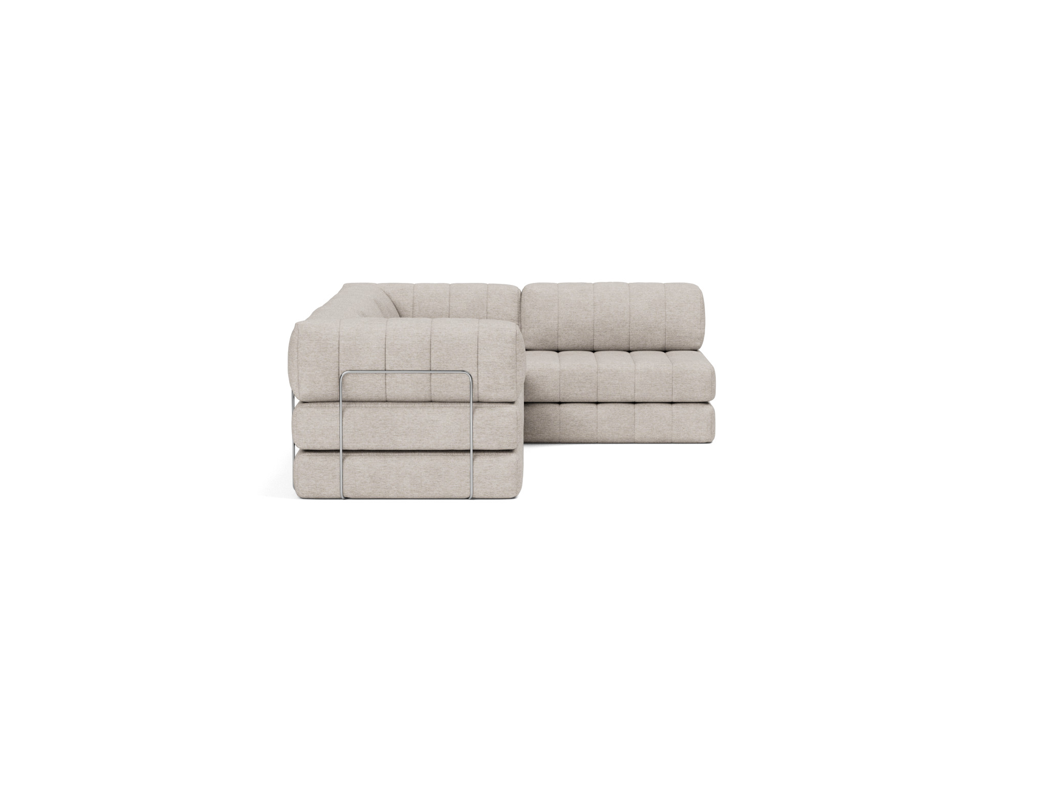 Eck-Schlafsofa CozyPad L-Form mit Armlehne Chenille Yuveno 471-Sand