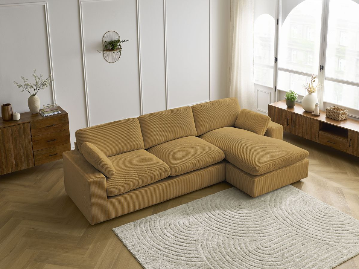 Bobochic Belair Ecksofa 280 × 139 cm Cordsamt Gelb