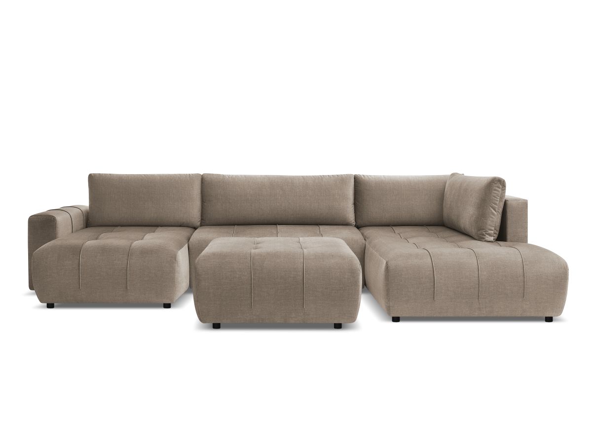 Bobochic Arsene Wohnlandschaft mit Pouf Samt Taupe Ecke links