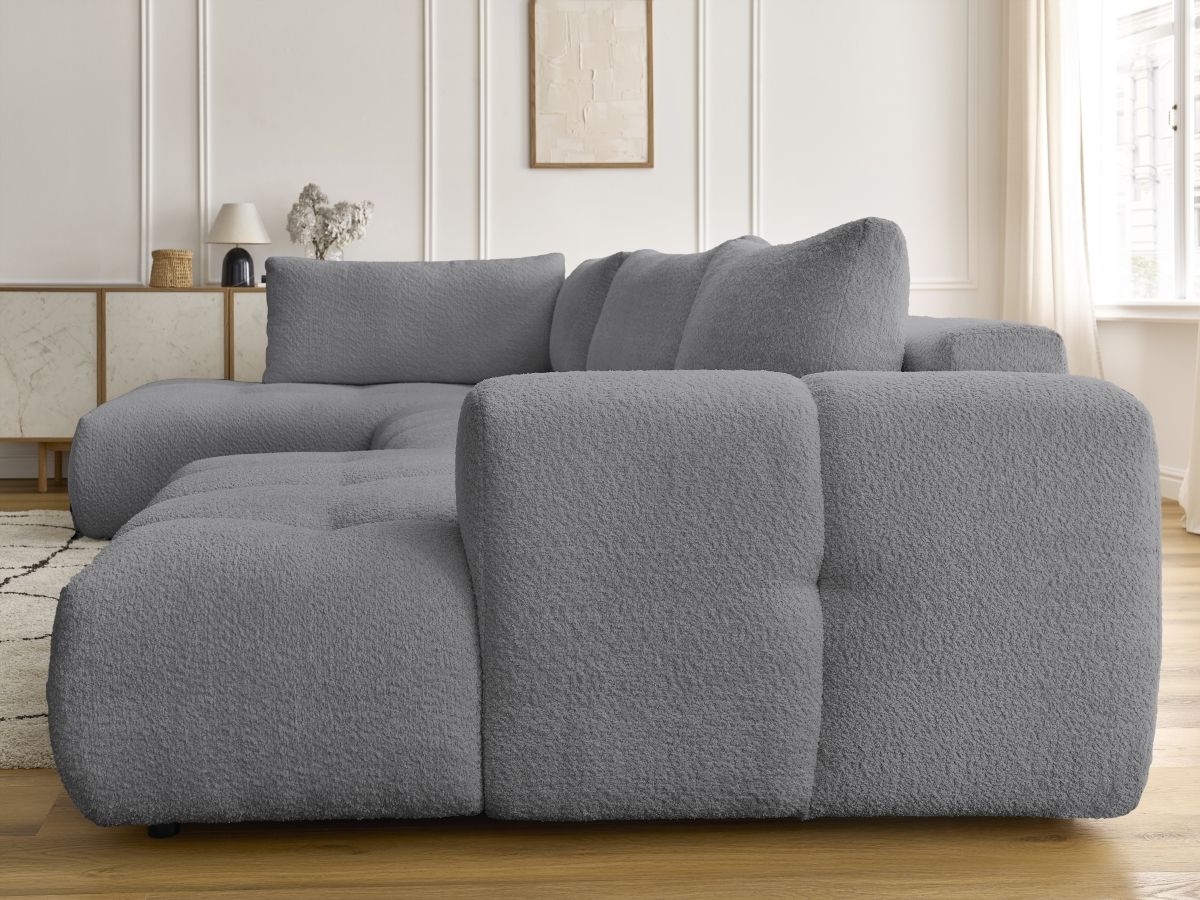 Bobochic Fuji Wohnlandschaft Bouclé-Stoff Dunkelgrau Ecke rechts